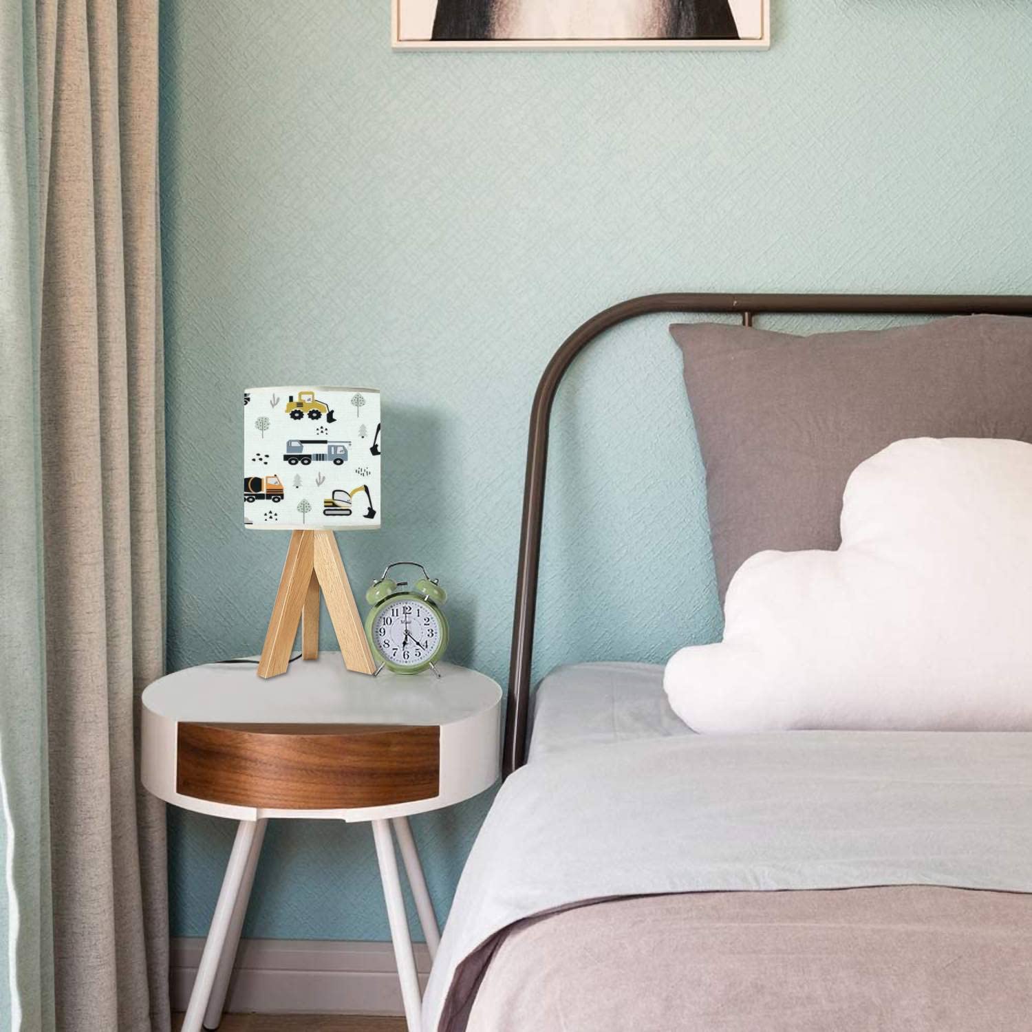 OEPWQIWEPZ tripod bedside lamp wood base adds natural warmth