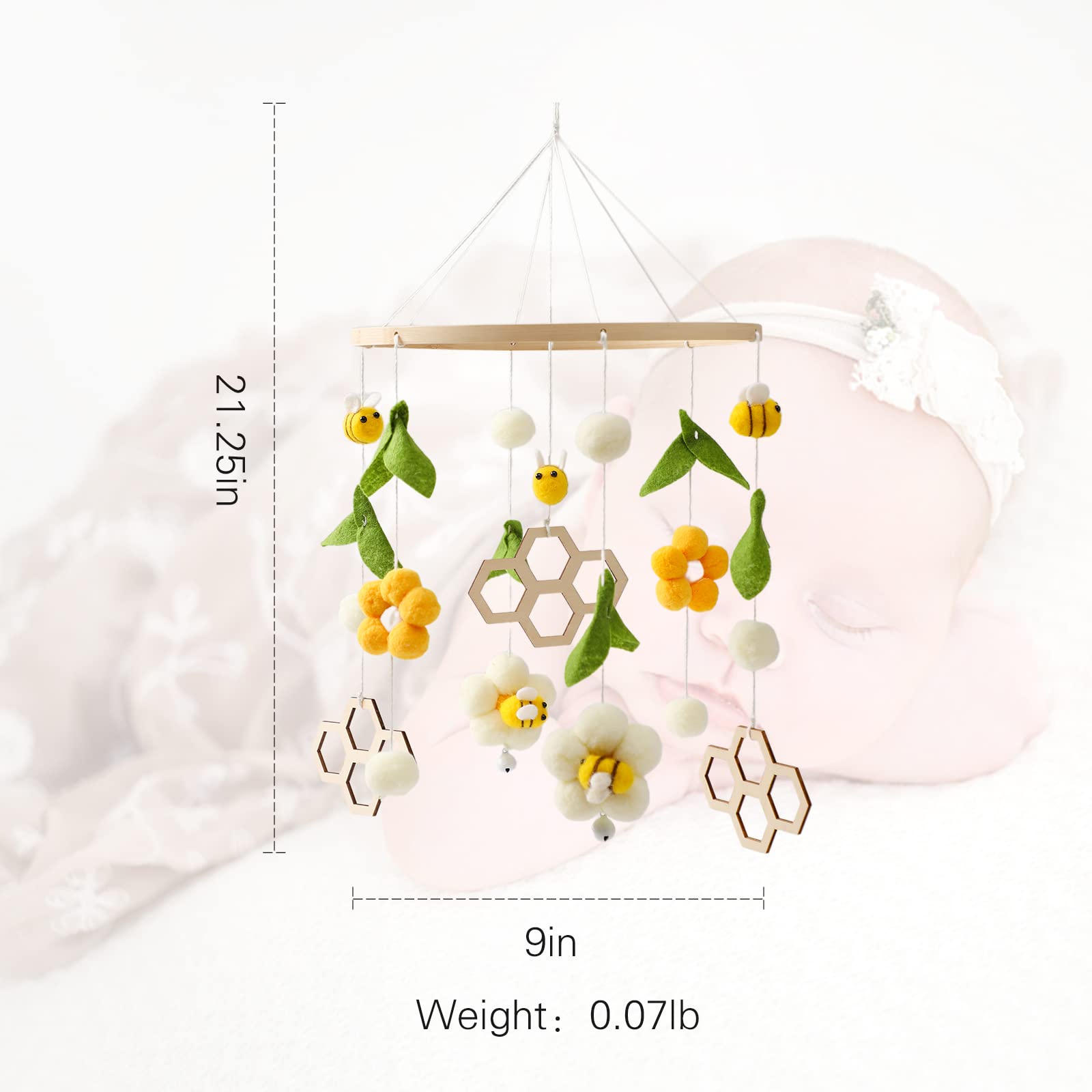OESSUF mobile uses safe logs and cotton dolls for child-friendly decor.