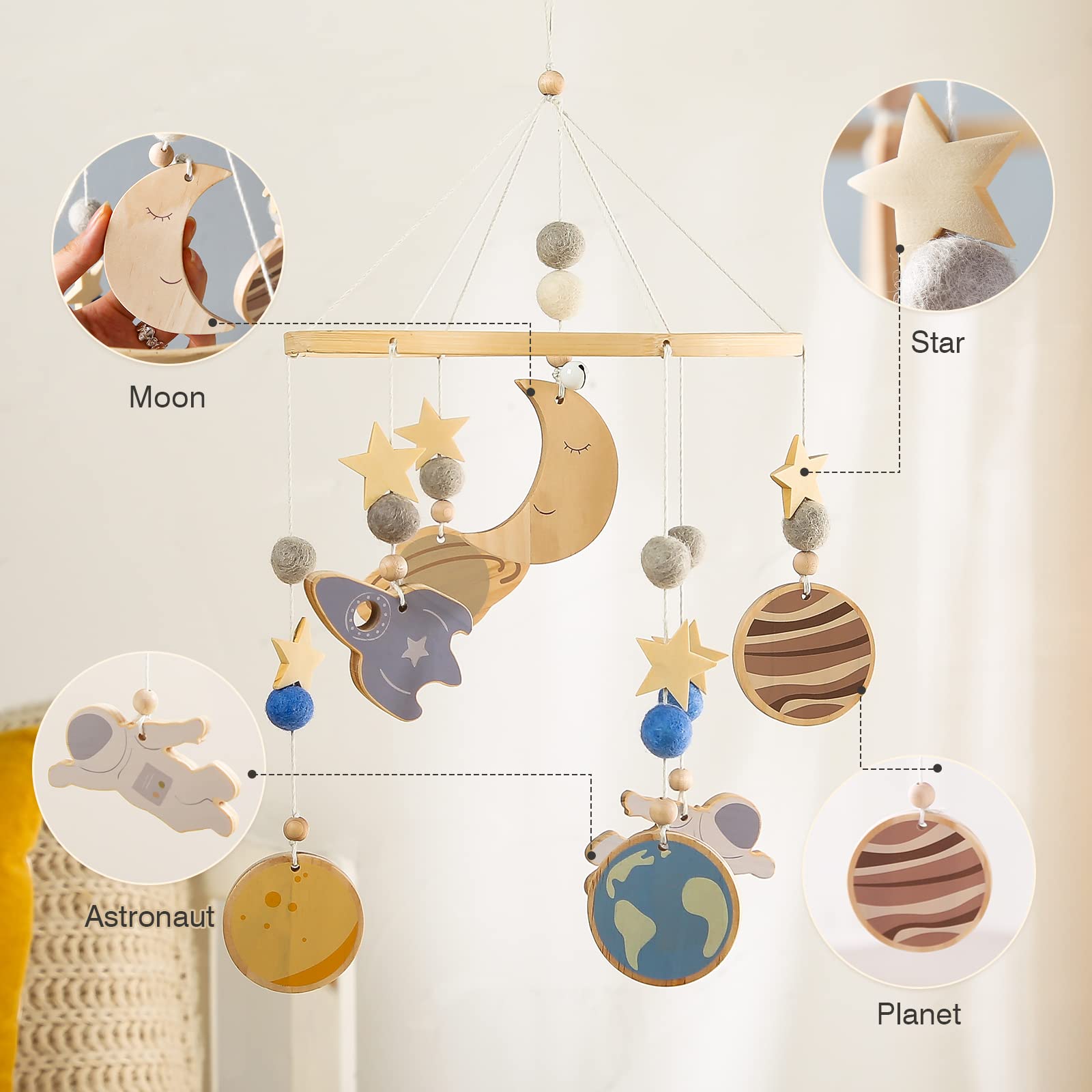 OESSUF soft bell sounds mobile promotes peaceful sleep cues