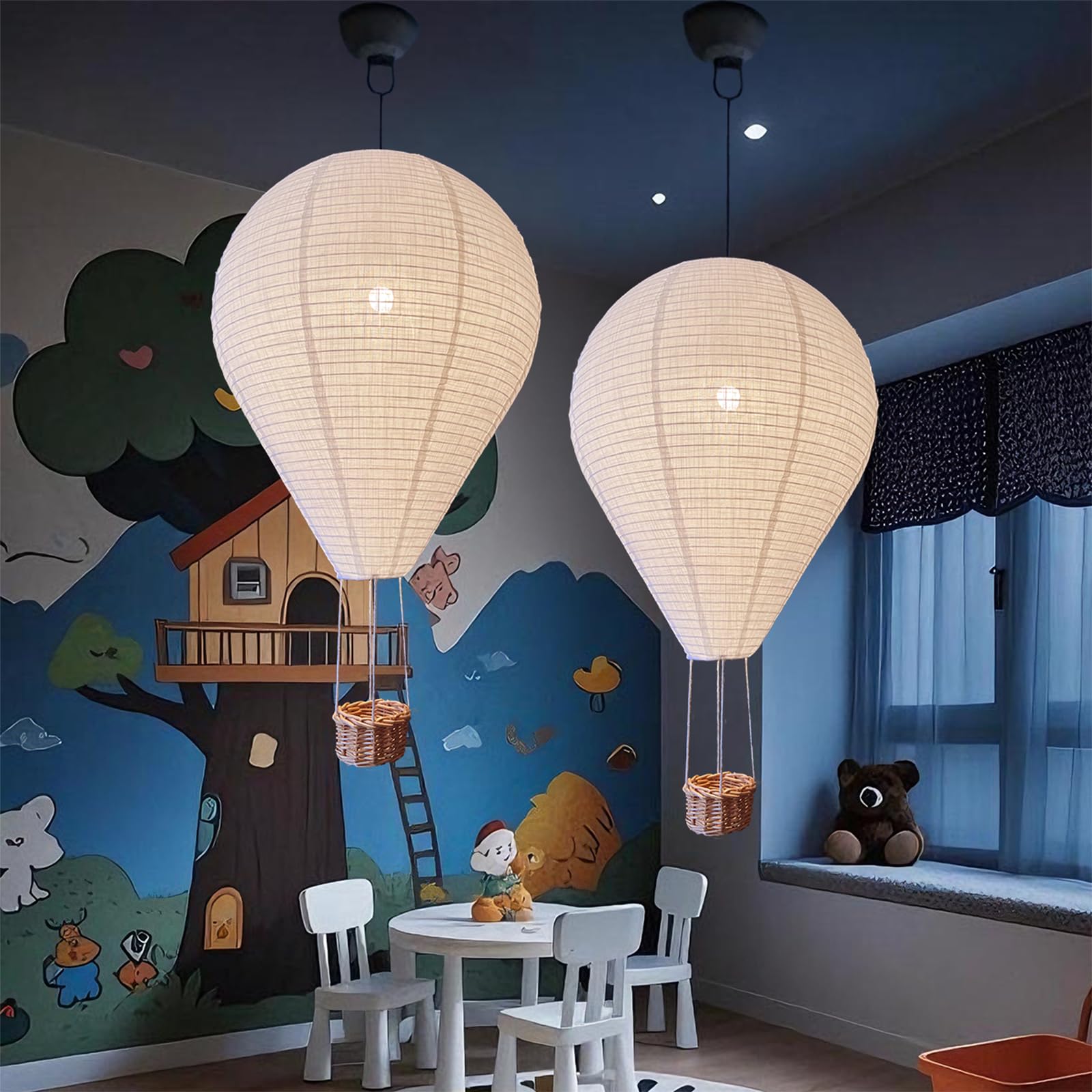 oetmilc hot air balloon lampshade 16inch fabric closeup highlights textured cotton for cozy spaces.