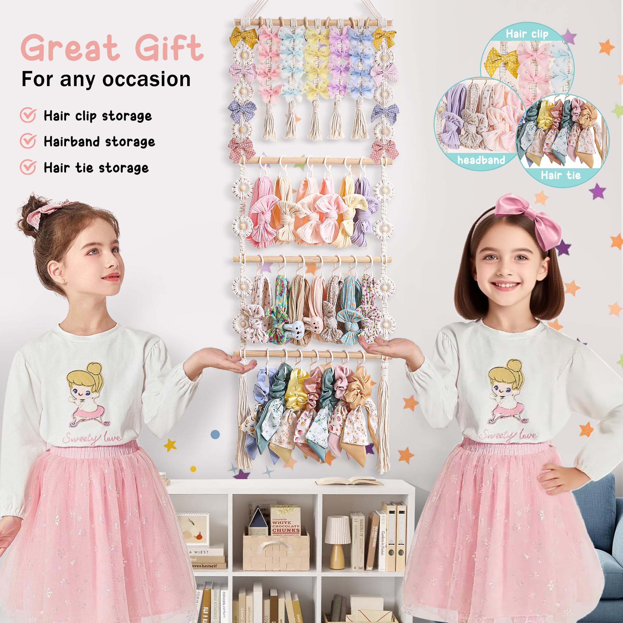 Officentra Baby Headband Organizer in macramé style keeps accessories tidy.