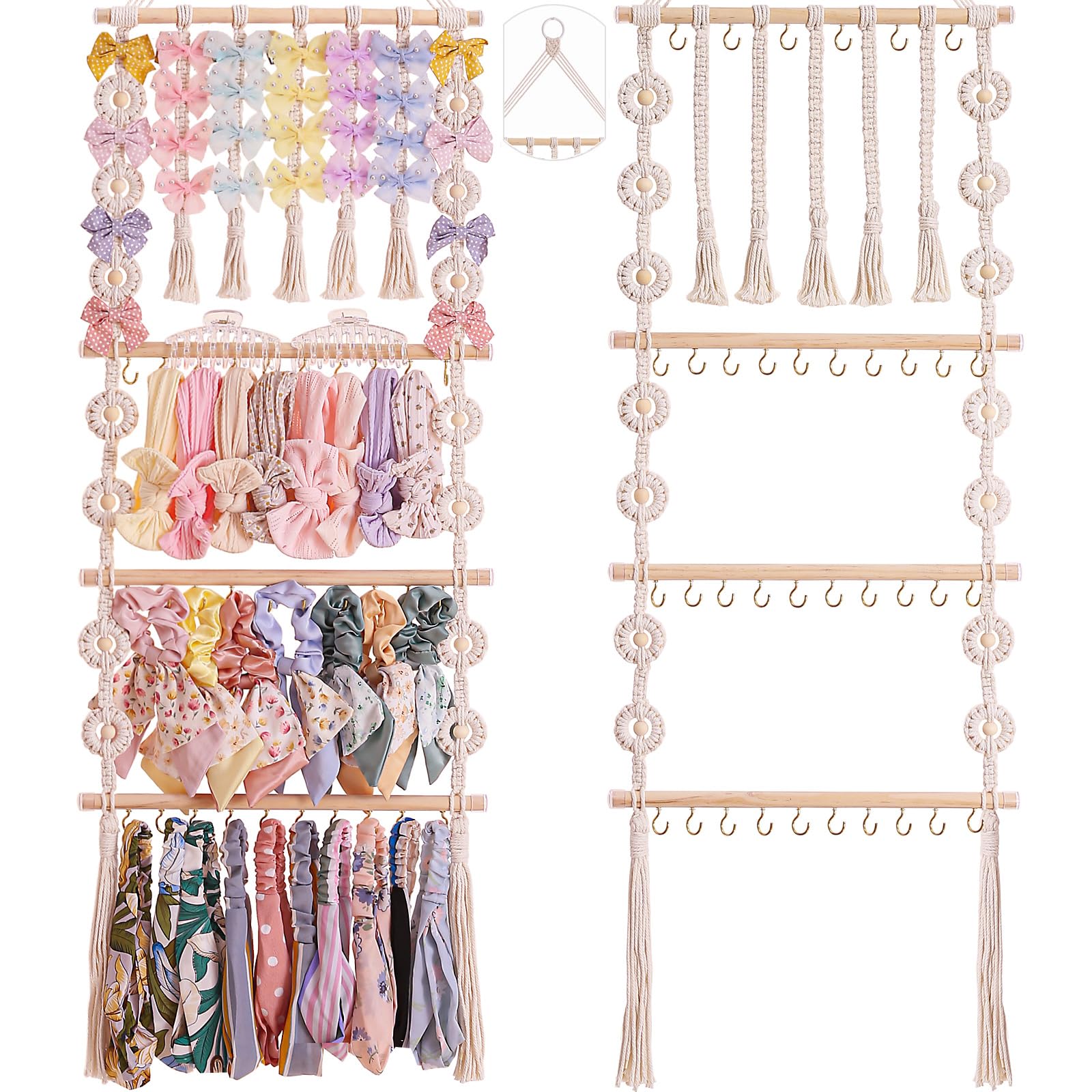 Officentra bow organizer with wood beads displays baby bows neatly