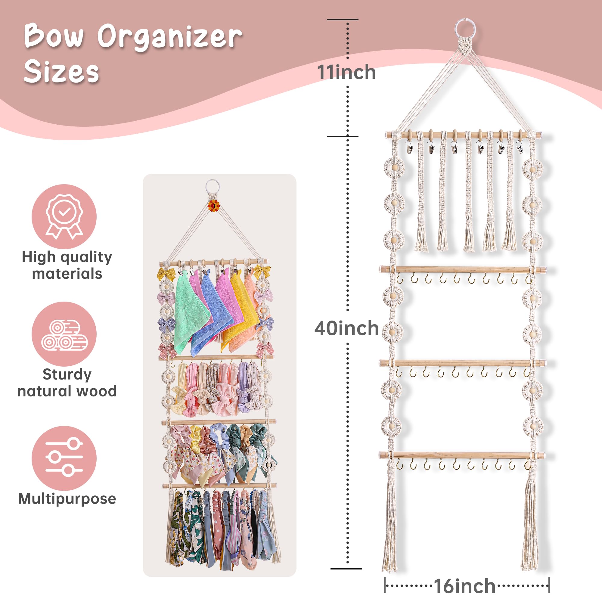 Officentra Bows Organizer metal hooks provide sturdy, lasting bow storage.