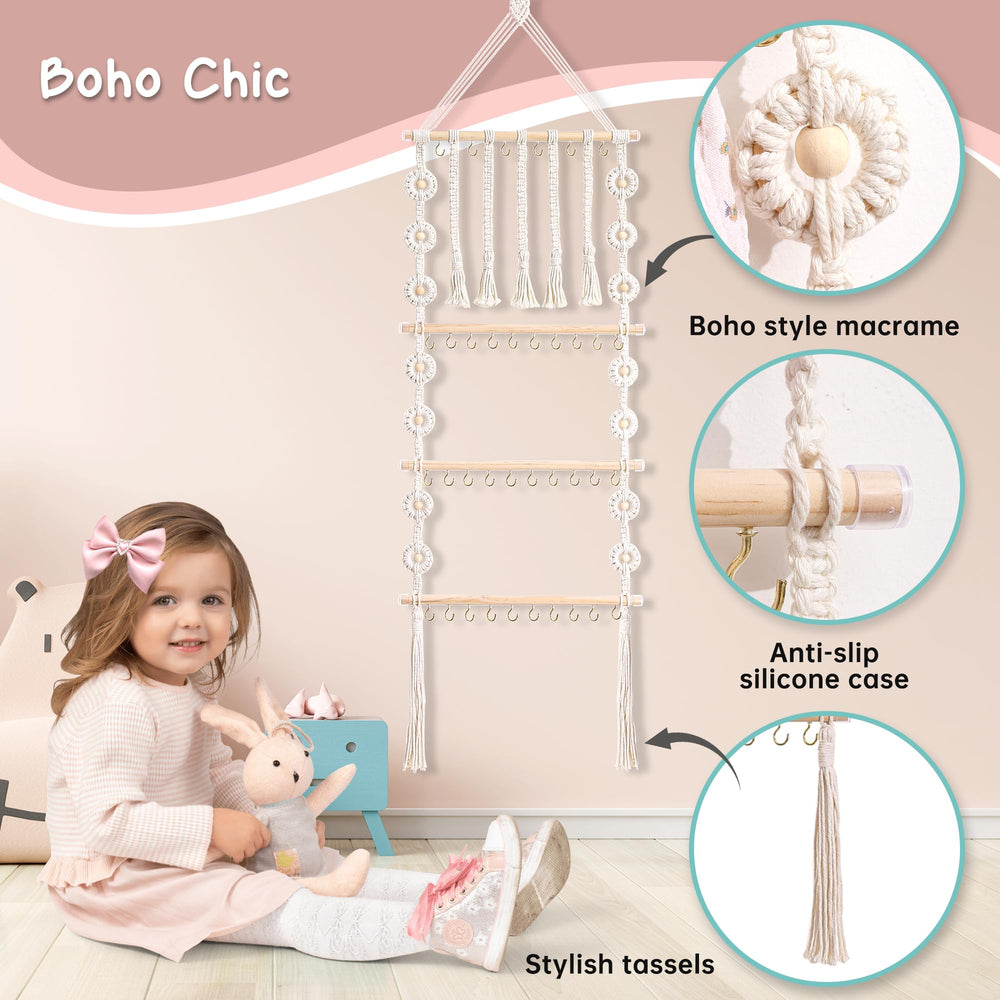 Officentra headband holder on wall offers stylish display and quick-access bow storage.