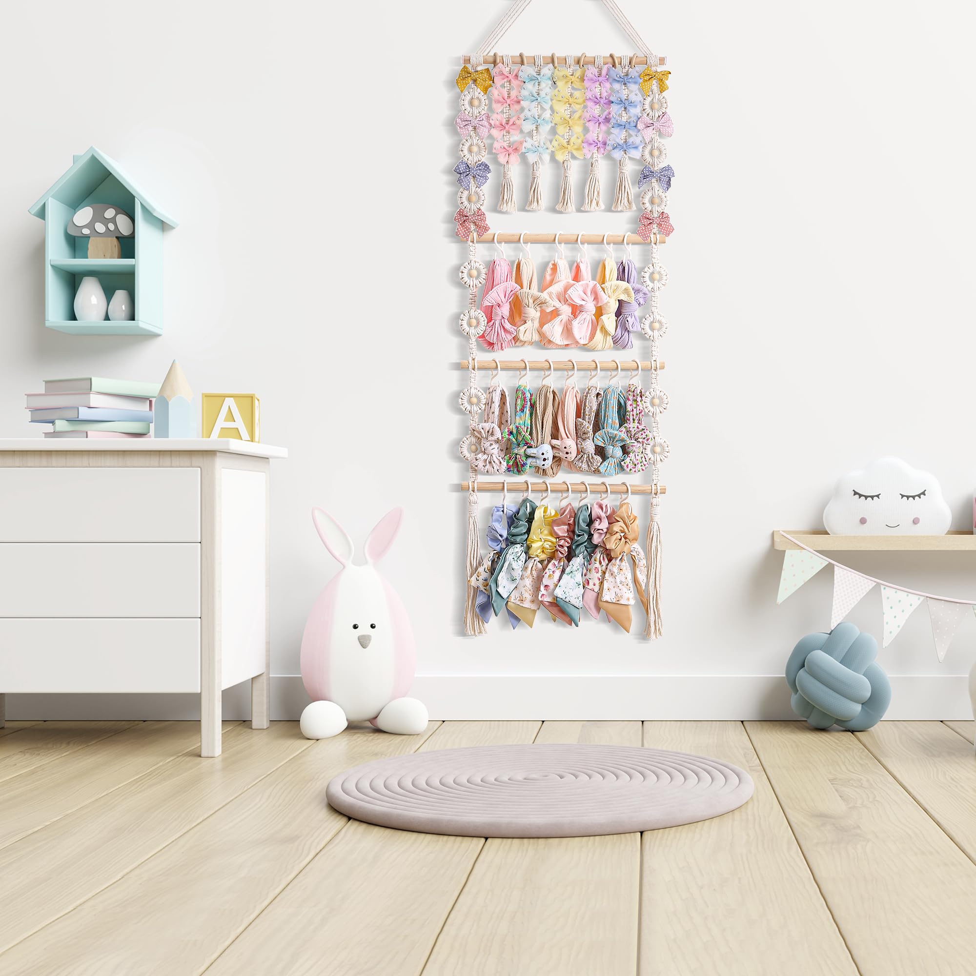 Officentra Nursery Decor Bow Organizer enhances any nursery while keeping accessories visible.