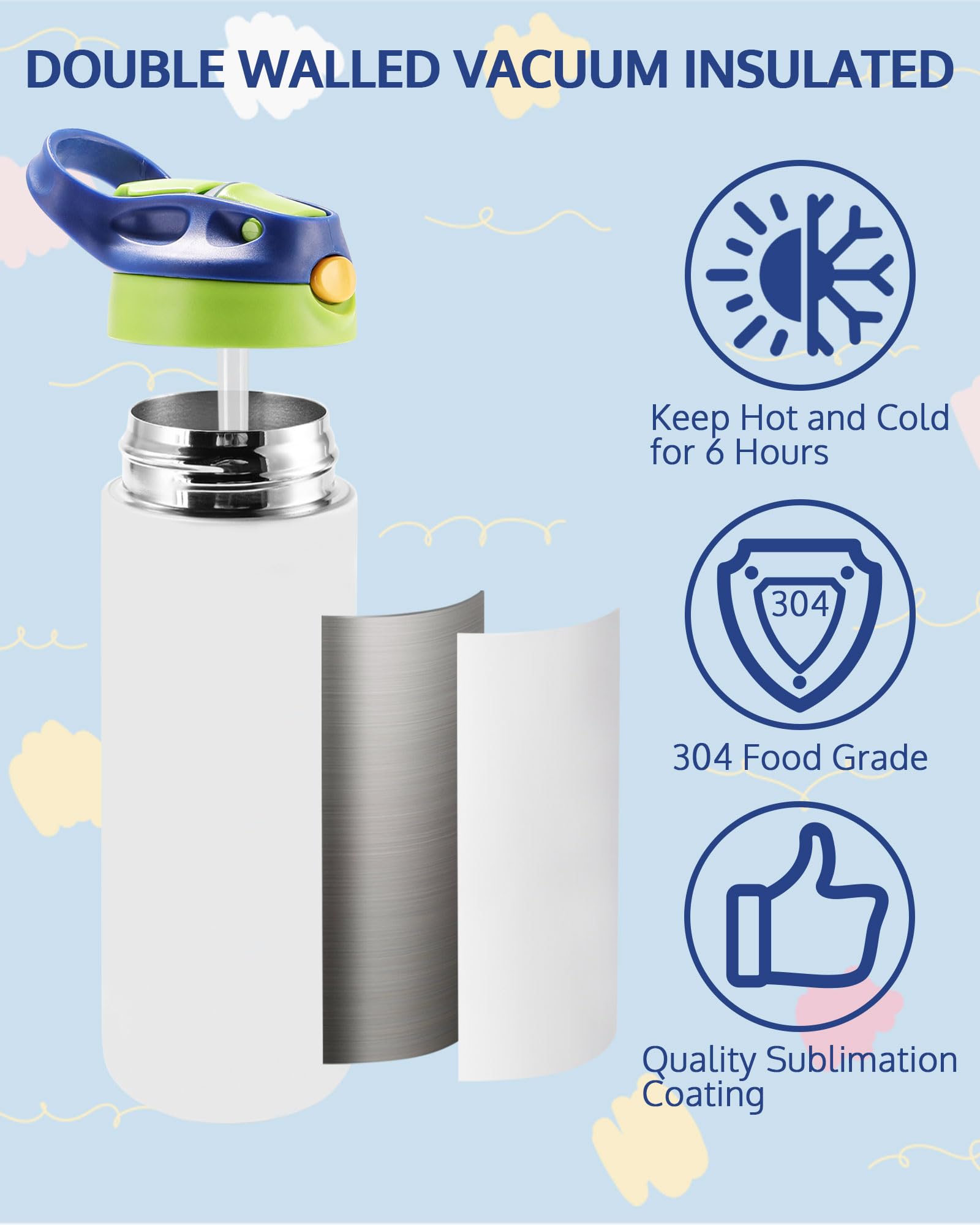 OFFNOVA kids sublimation tumbler with leakproof handle for on-the-go.