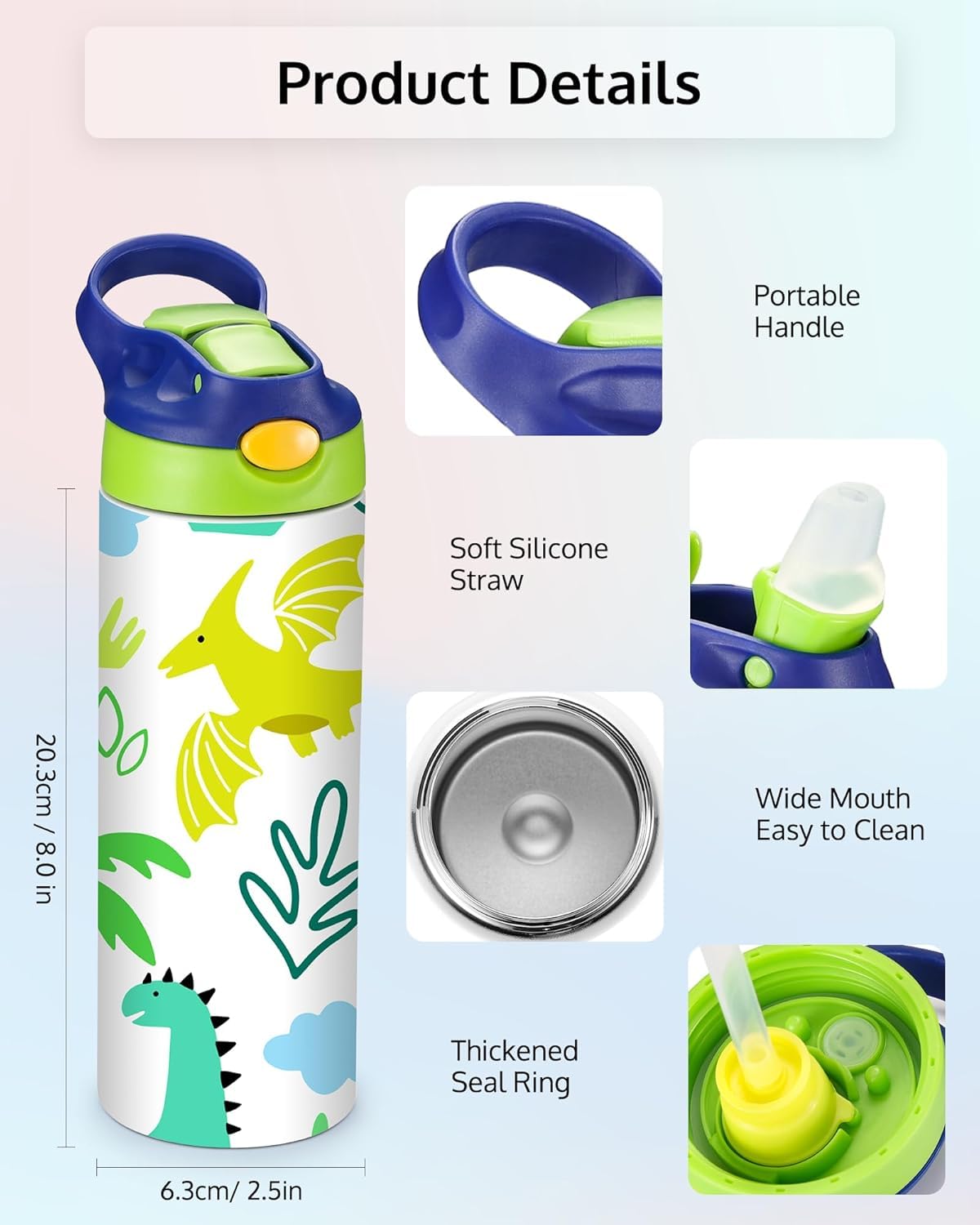 OFFNOVA kids sublimation tumbler wide-mouth for easy cleaning.