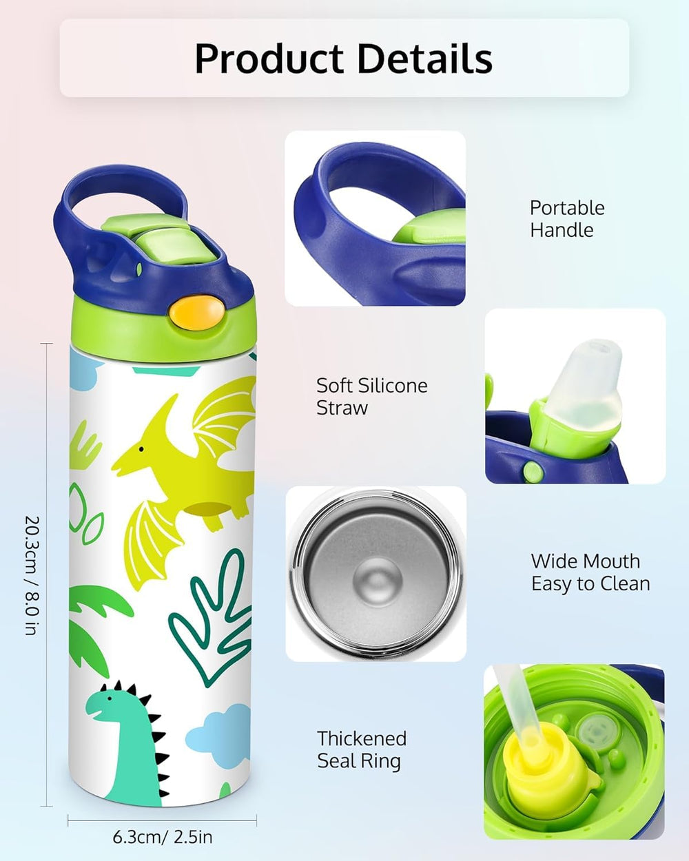 OFFNOVA kids sublimation tumbler wide-mouth for easy cleaning.