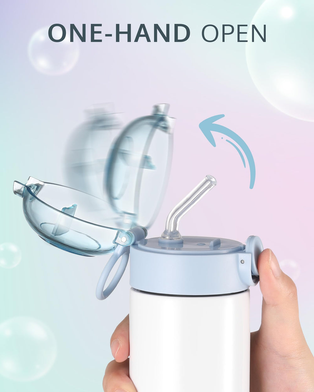 OFFNOVA one-click pop-up straw lid shown for easy sipping.
