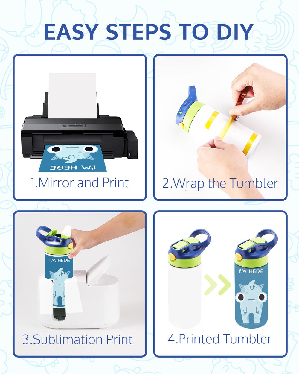 OFFNOVA sublimation-ready coating on kids tumbler for DIY designs