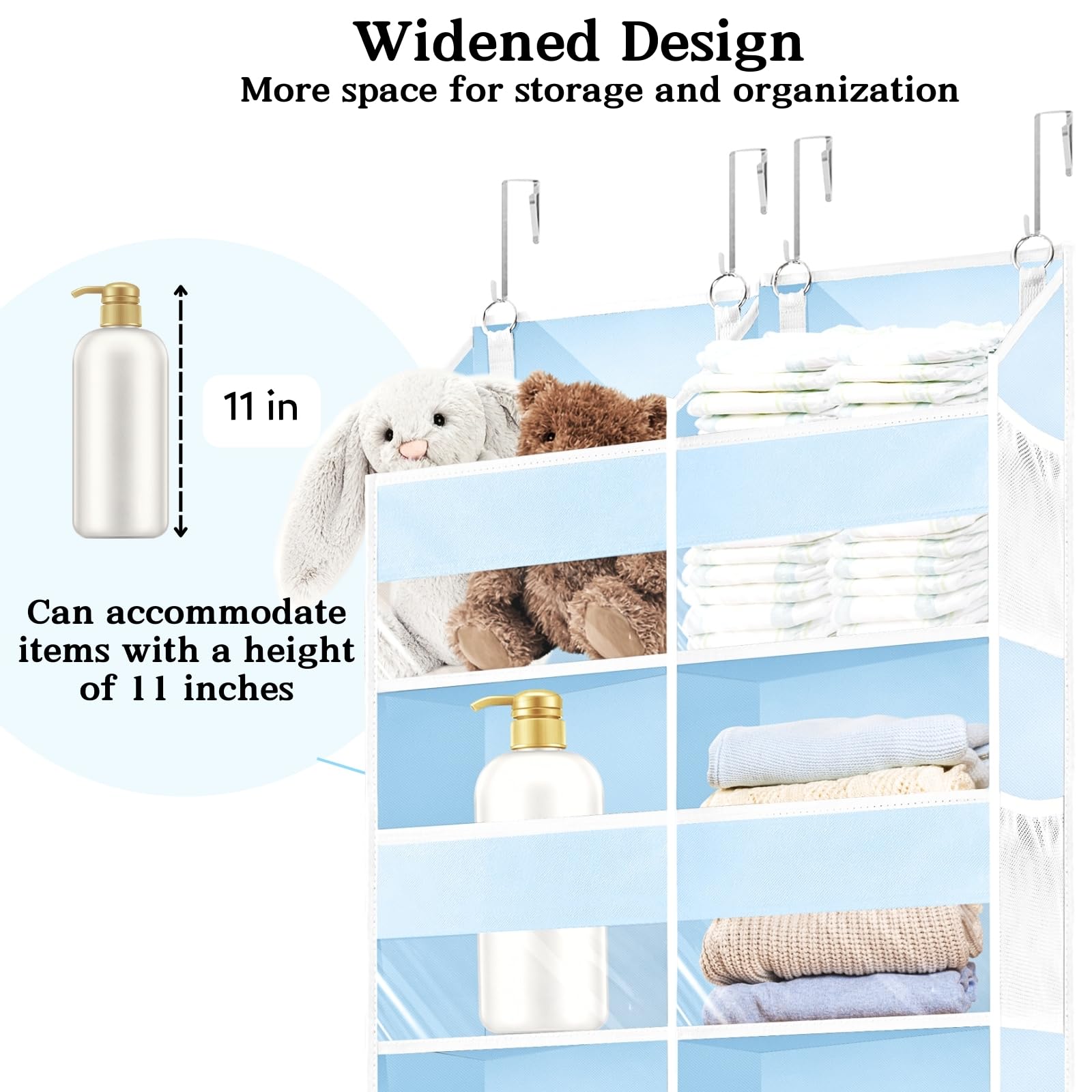Ofiray-Home blue over-the-door organizer interior with 10 compartments for neat toy and diaper storage