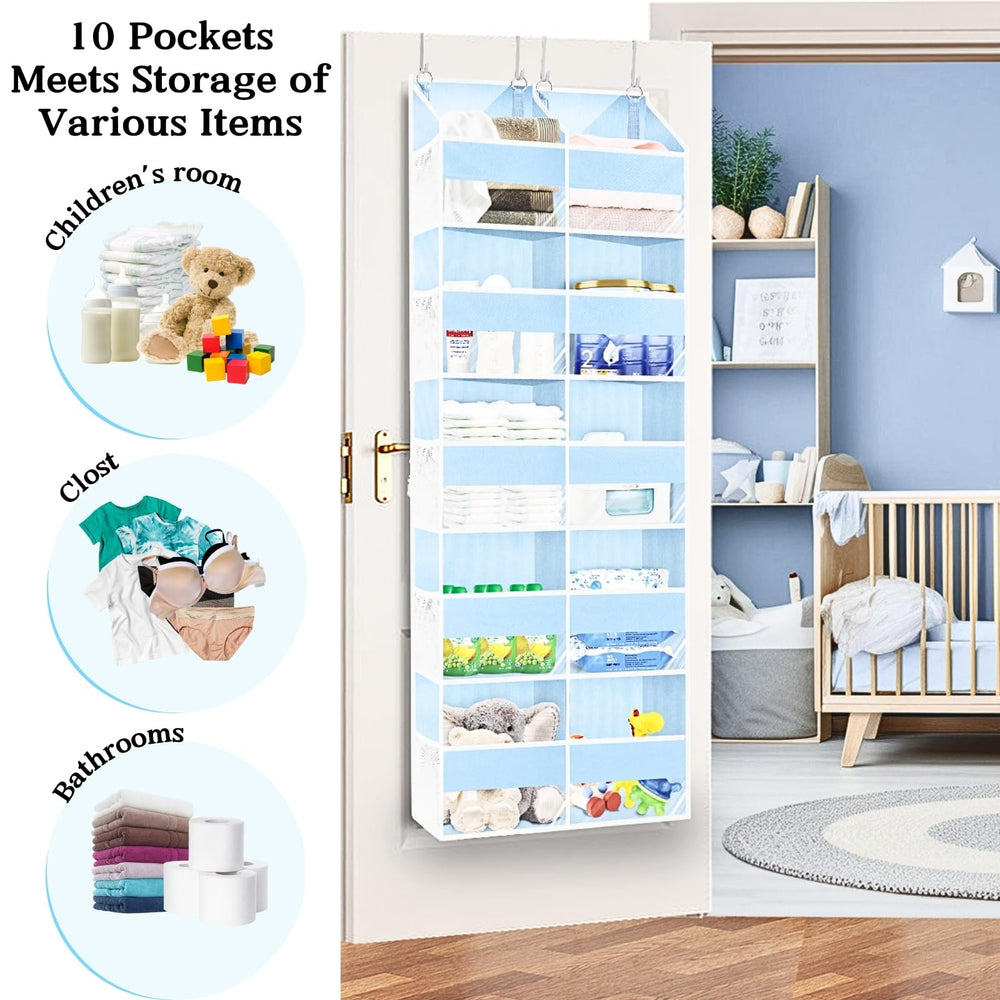 Ofiray-Home blue over-the-door organizer nursery setup for clutter-free baby room storage