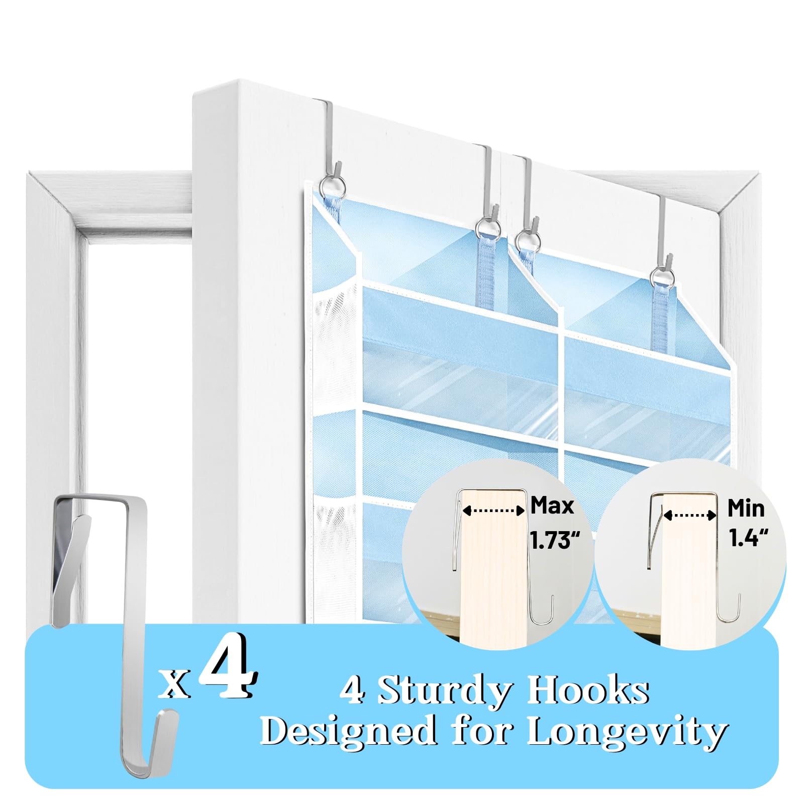 Ofiray-Home blue over-the-door organizer wide 20-inch frame suitable for large items like diapers