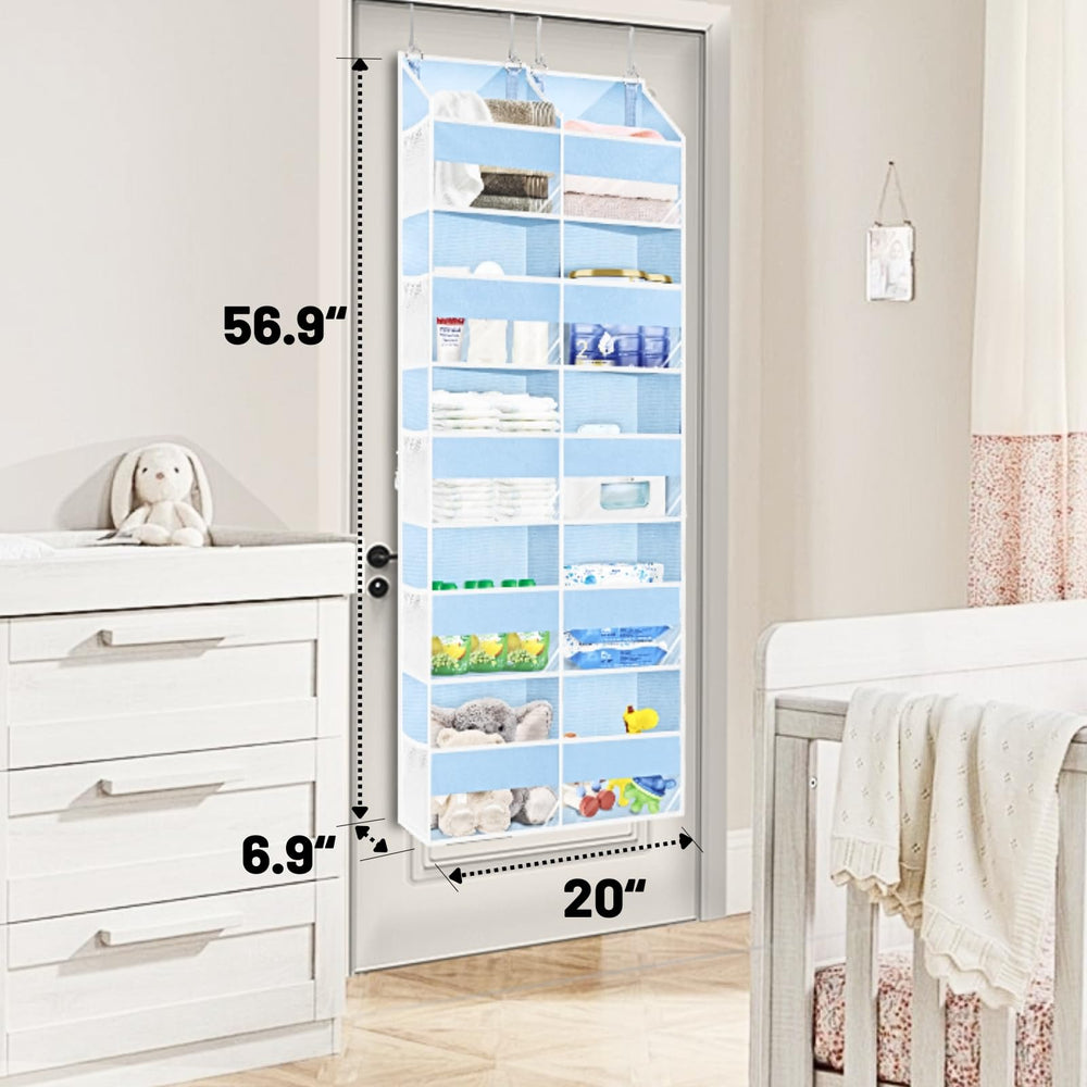 Ofiray-Home blue over-the-door organizer window detail showing see-through design for fast finding