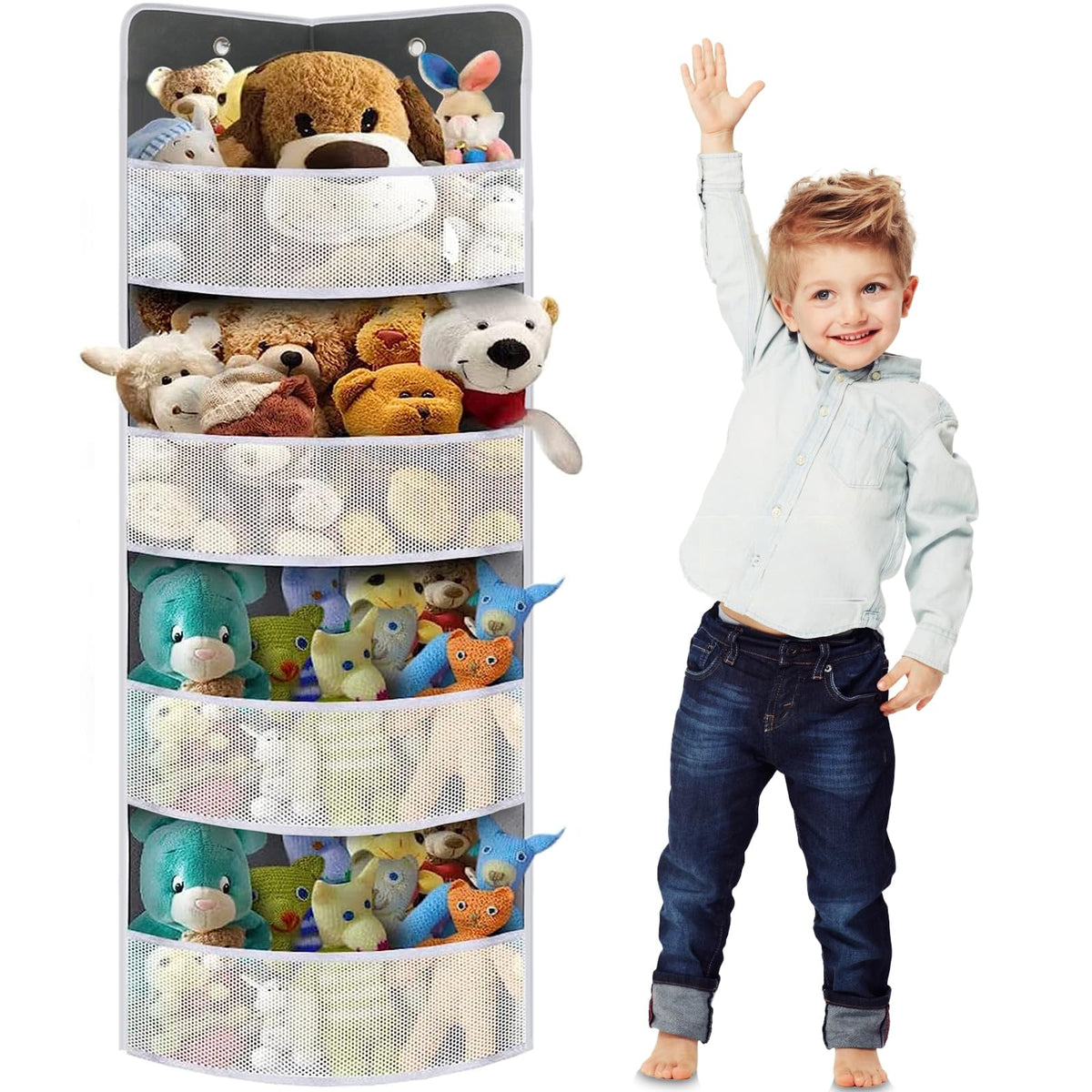 Ofiray-home soft corner shelf hanging setup keeps toys neatly organized and within reach.