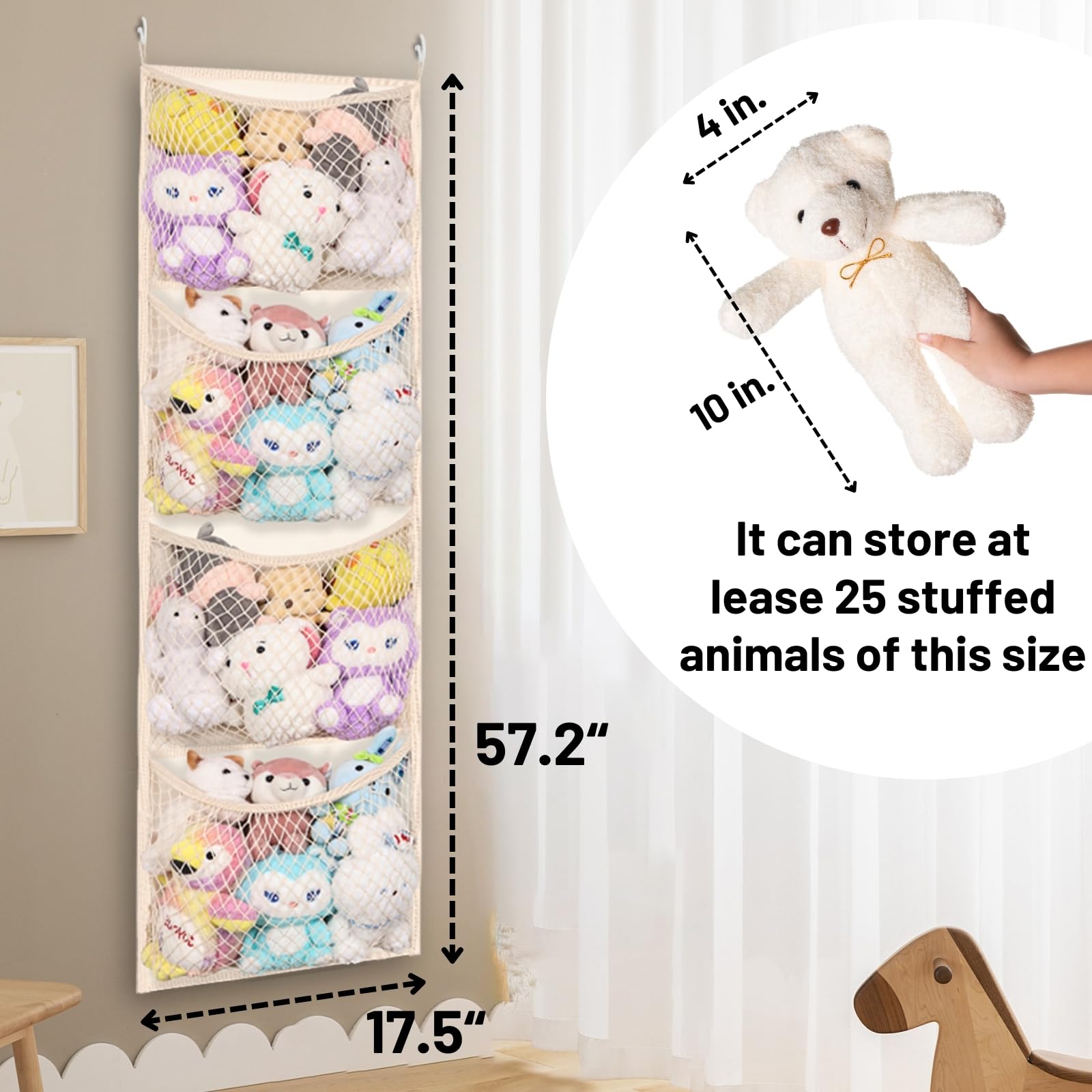 Ofiray-home stuffed animal net door storage offers quick access and clutter control.