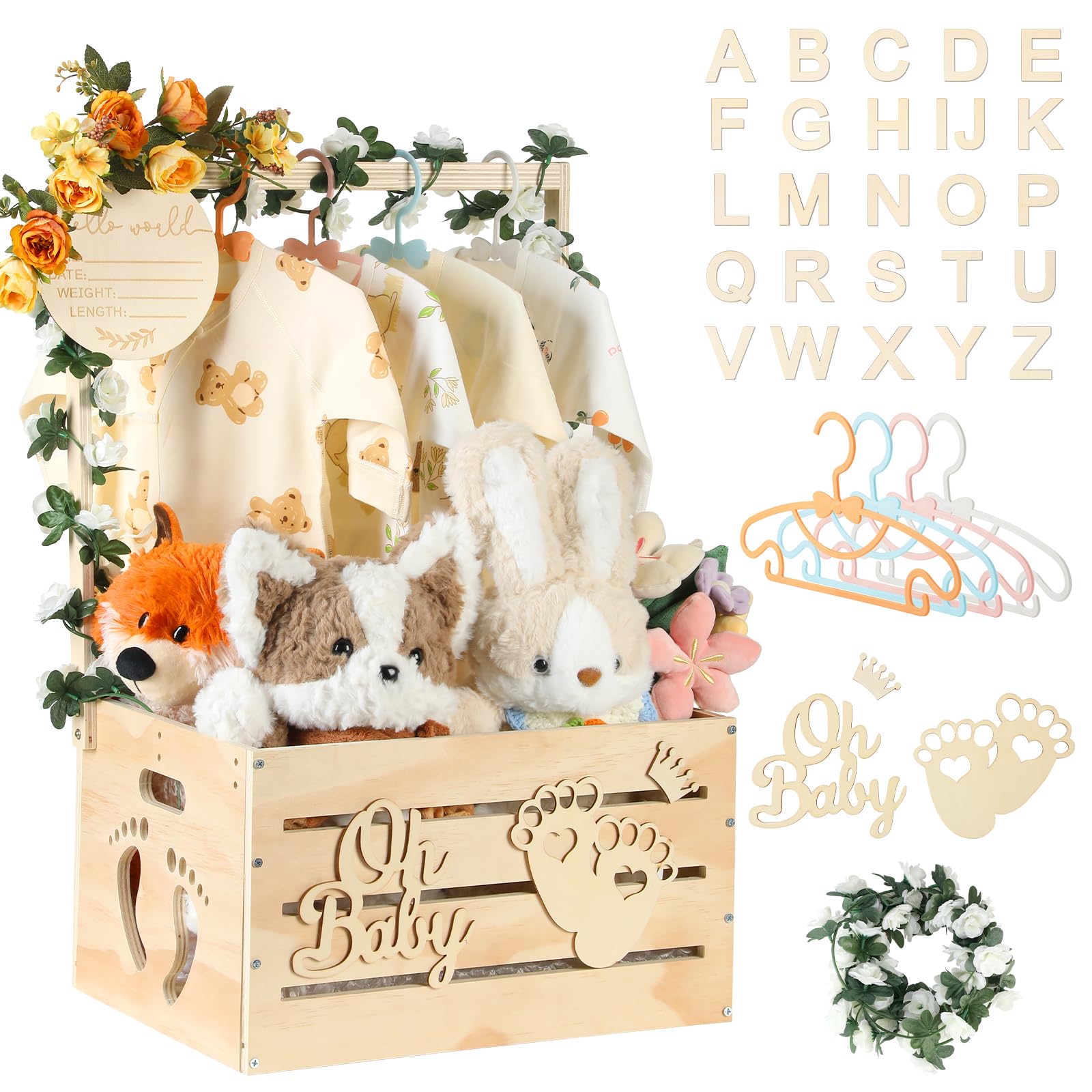 OFUSUY large wooden baby shower crate closet shows sturdy storage for clothes and keepsakes.