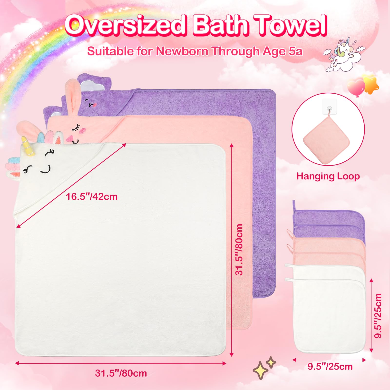 OFUSUY pink rabbit hooded towel keeps baby warm with cute ears