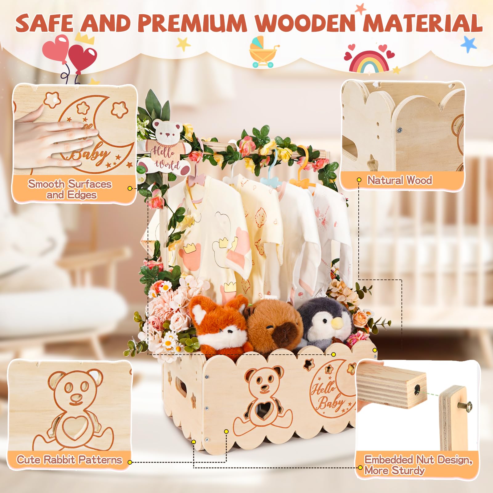 OFUSUY safe natural wood material ensures a smooth, burr-free surface.