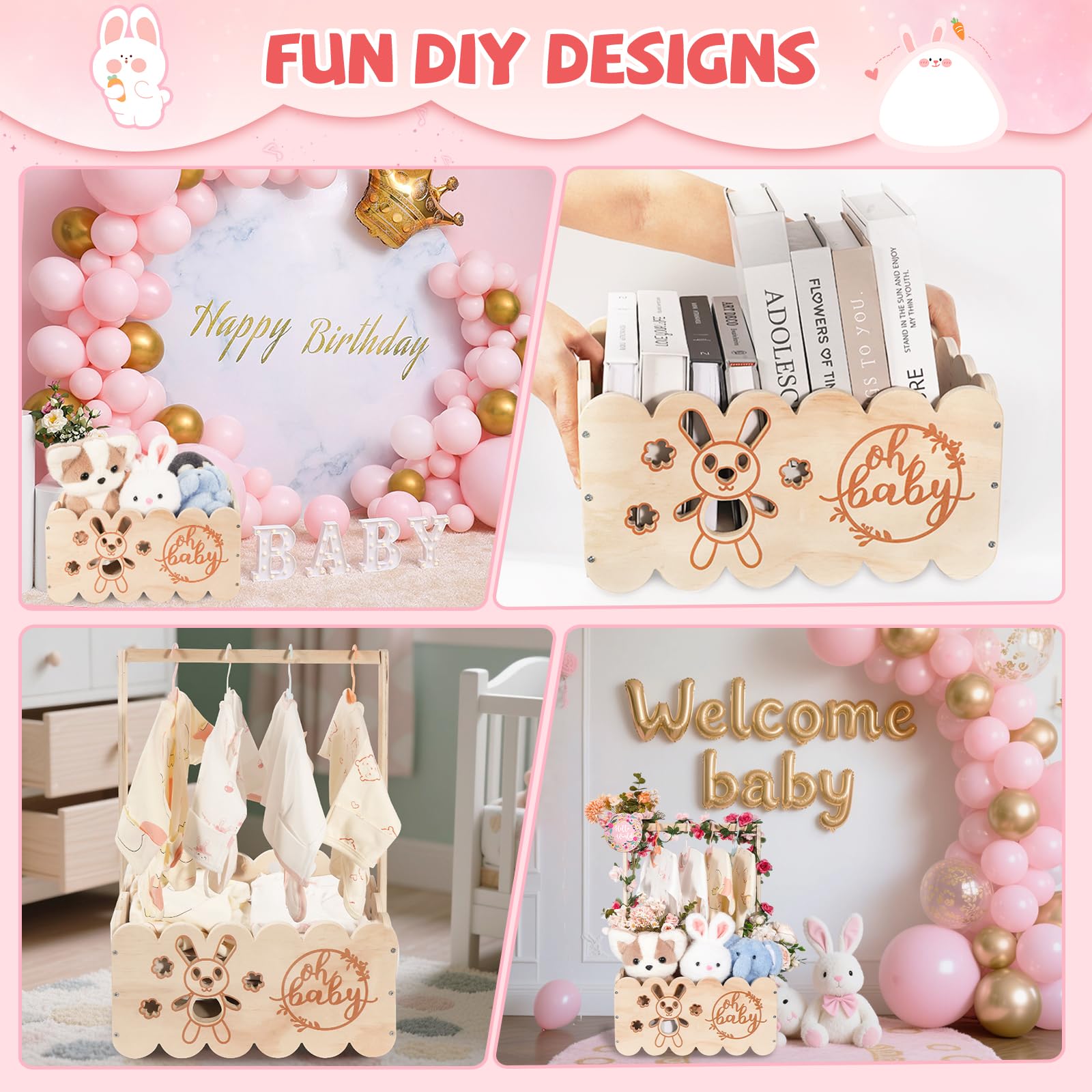 OFUSUY smooth surface wooden basket offers safe storage for newborn items.