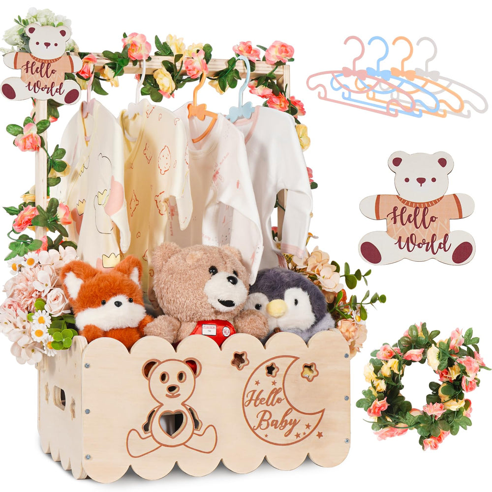 OFUSUY wooden baby shower crate closet demonstrates durable storage for clothes and toys.