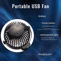 OGAJO stroller fan shows 360-degree rotation for versatile cooling on the go.