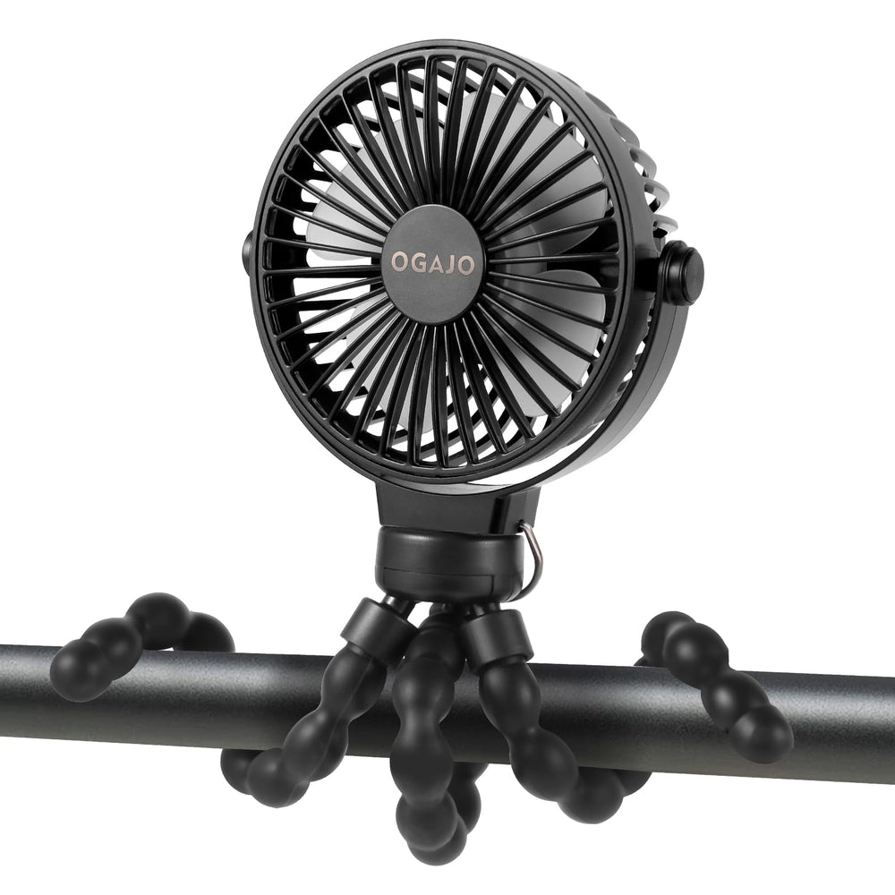 OGAJO stroller fan with bendable tripod offers flexible airflow and safe silicone surface.