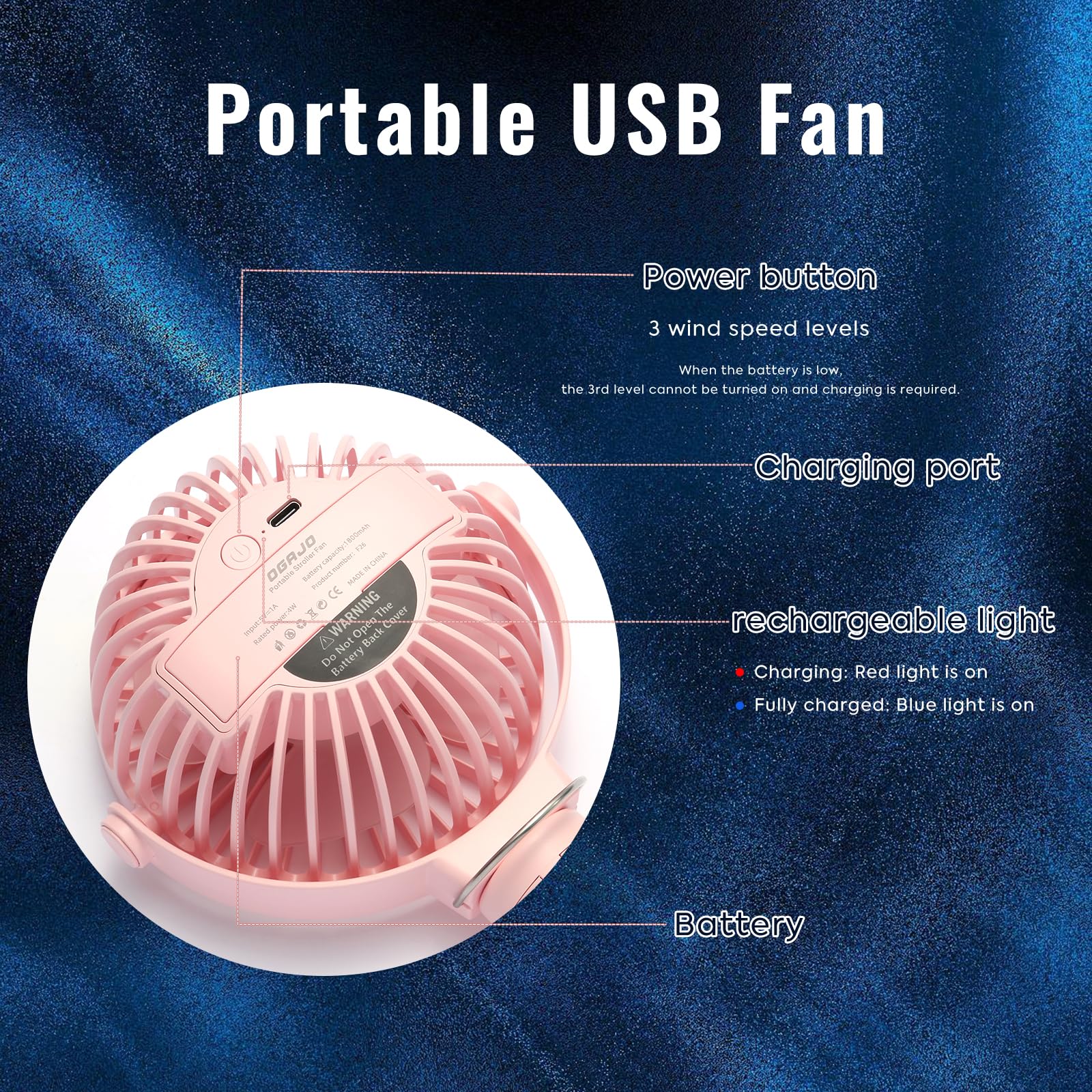 OGAJO clip-on stroller fan keeps baby comfortable during rides