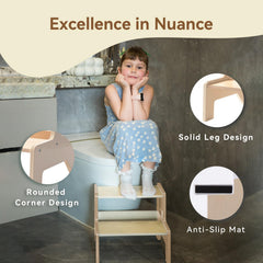 OgiOgi toddler step stool anti-slip pads reduce slips on wet bathroom floors.
