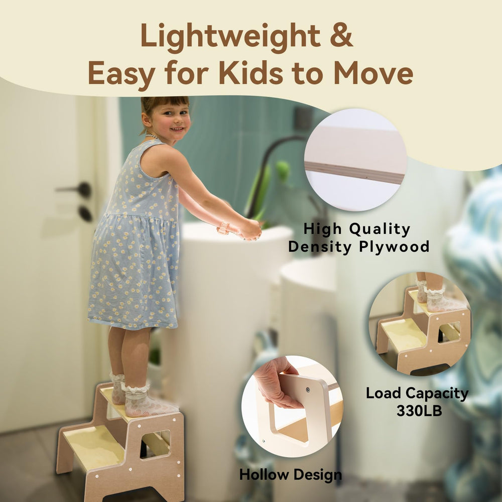 OgiOgi toddler step stool snap-lock assembly supports quick setup for busy families.