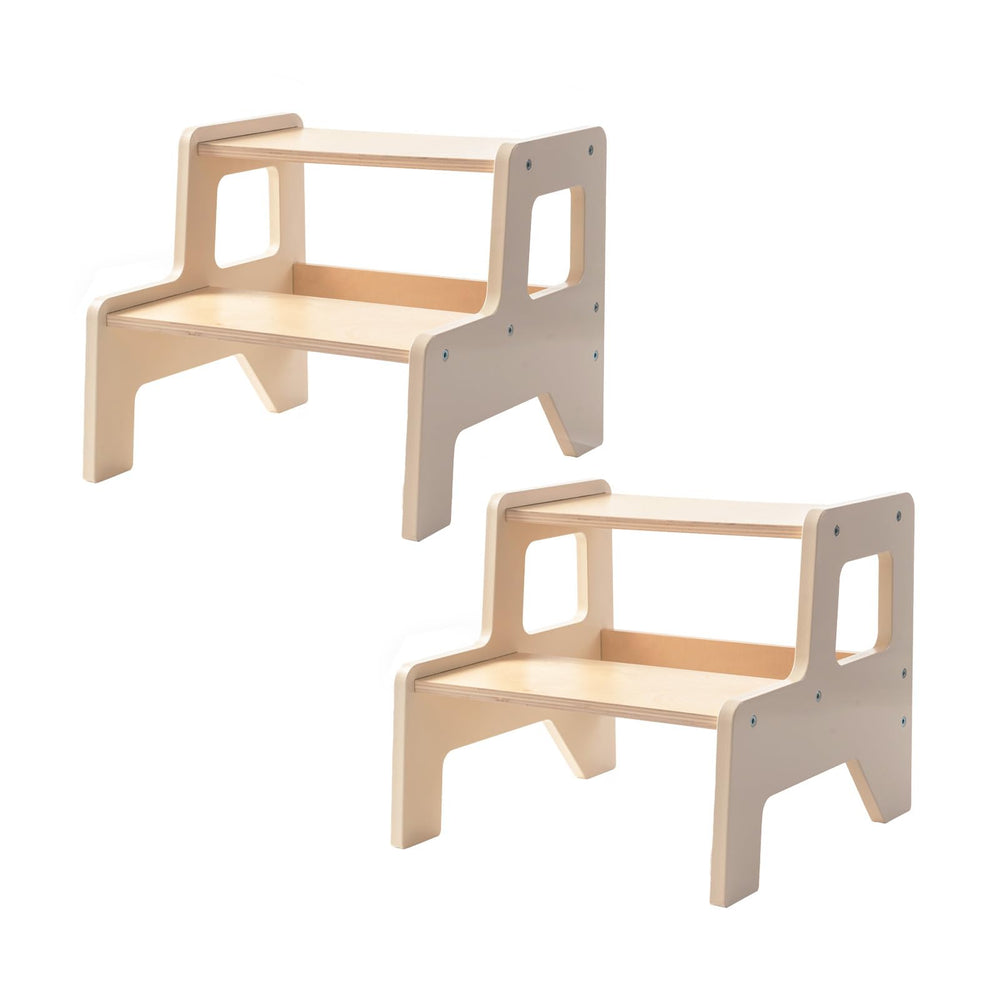 OgiOgi toddler step stool two-step honey beige boosts bathroom reach safely.