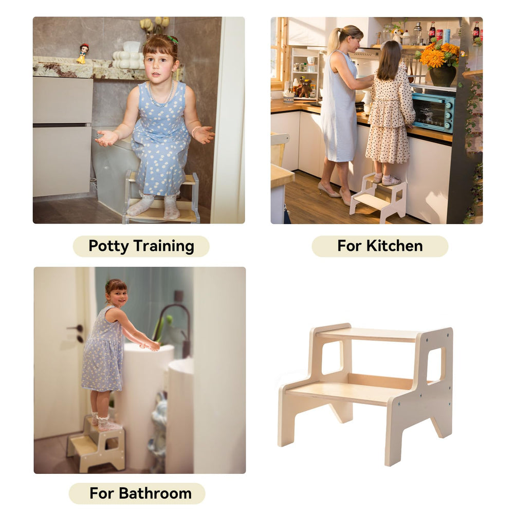 OgiOgi toddler step stool wet-environment ready helps potty training and kitchen tasks.