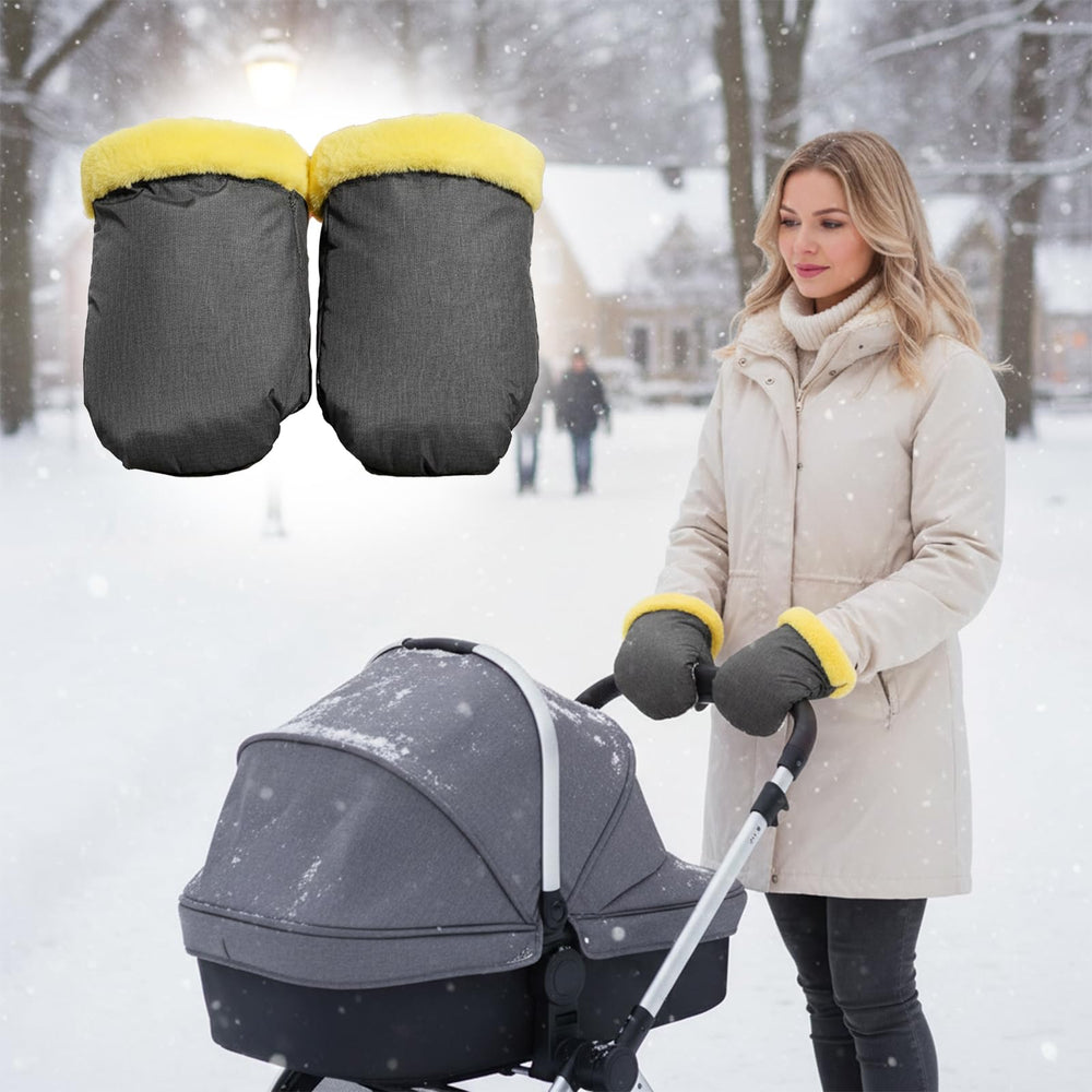 Ohaan-yy stroller mittens in use provide cozy warmth during winter strolls