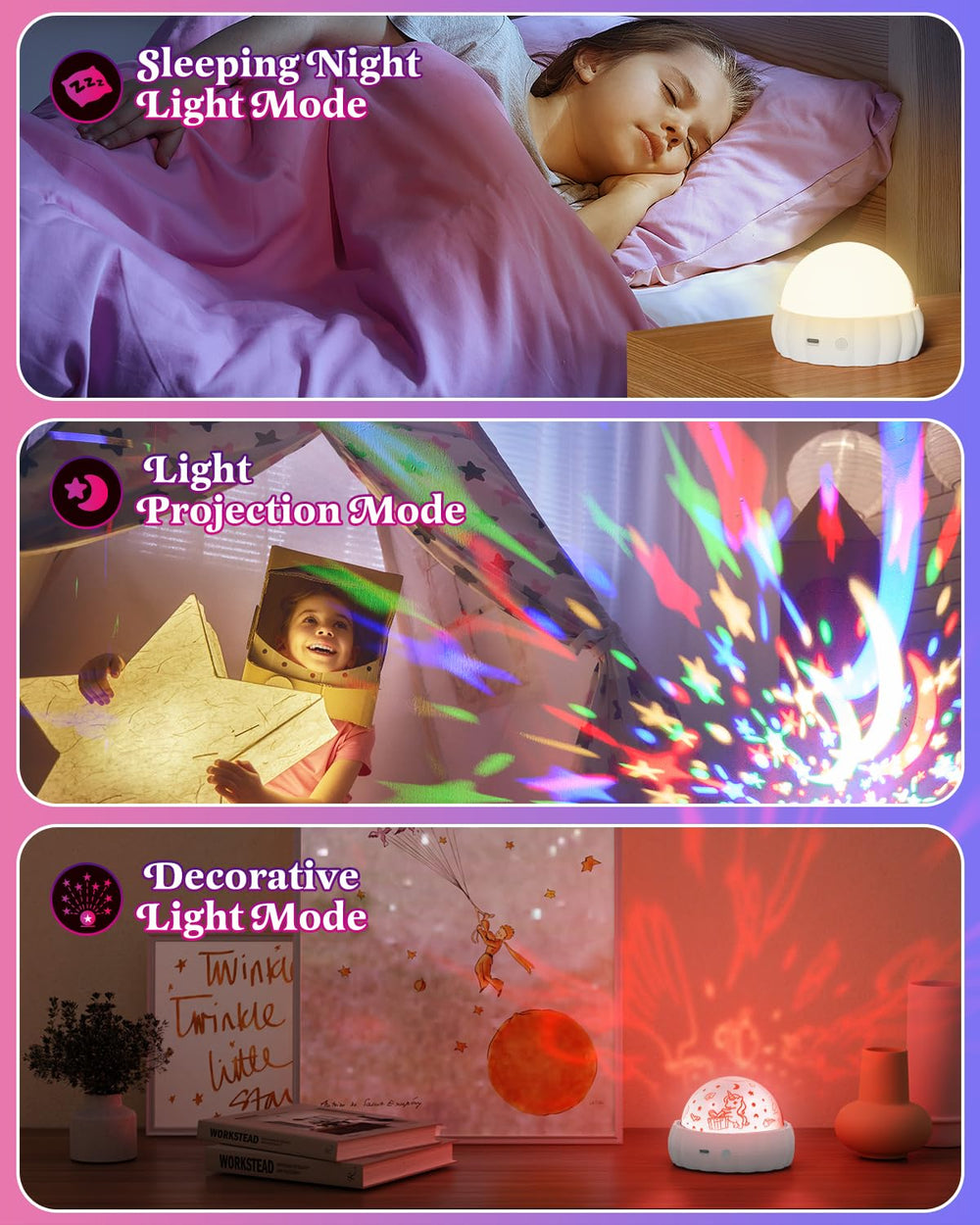 Oharsea Star Projector 360-rotation showcases continuous starry visuals across the ceiling.