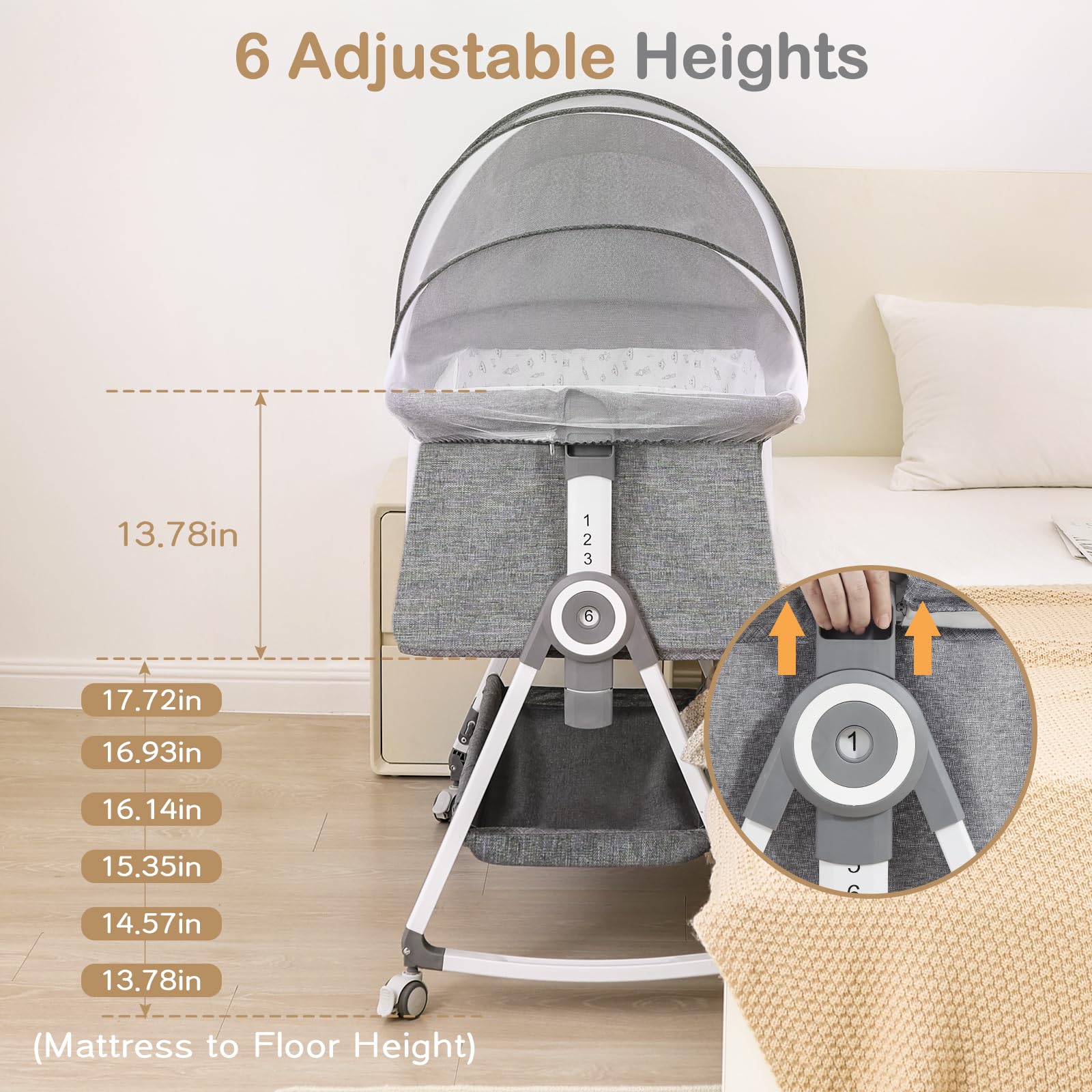 OHFLY baby bedside sleeper frame with breathable mesh for safety and visibility