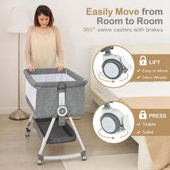 OHFLY bassinet height adjustment for matching cot height during night feeds