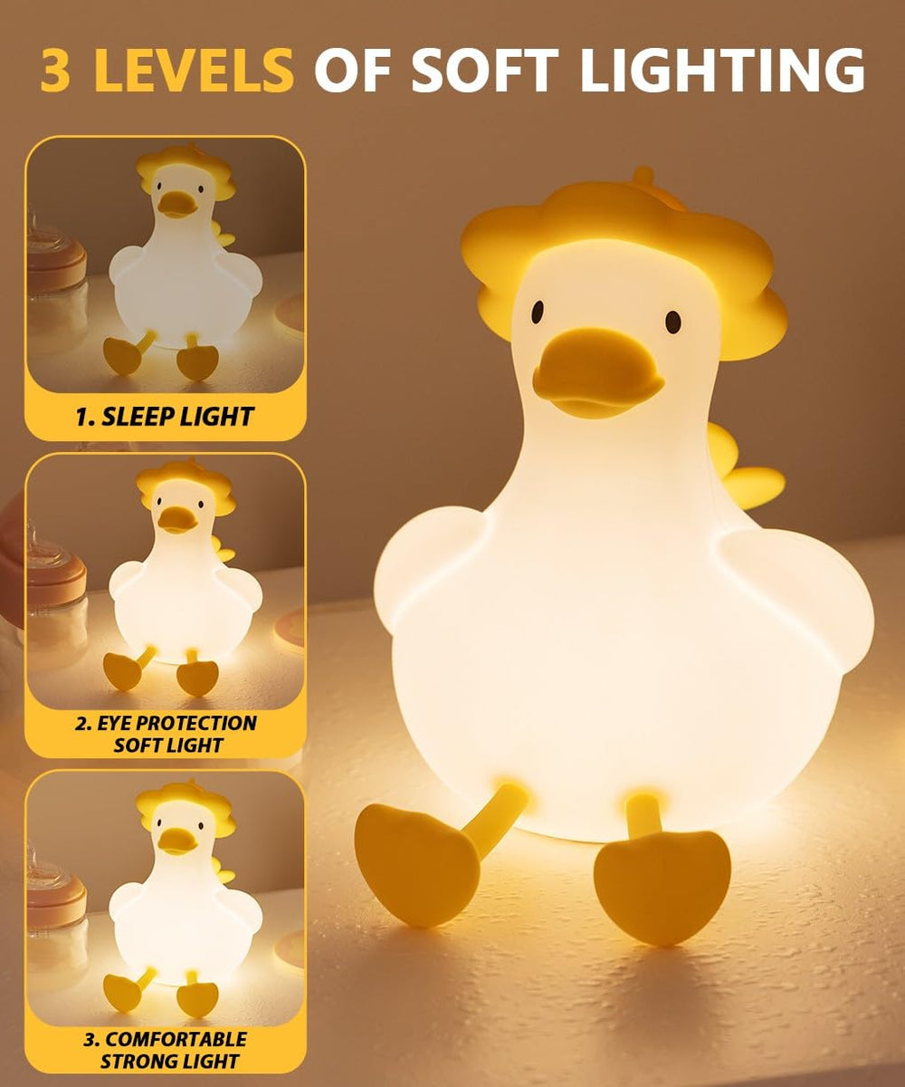 OHLGT Flower Duck night light side view highlights compact bedside practicality.