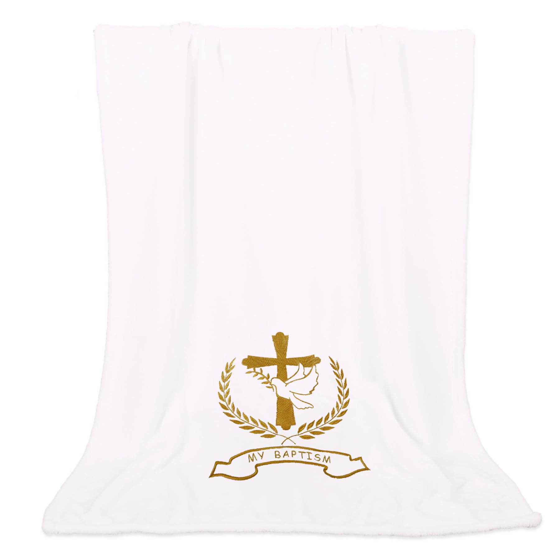 Ohmique Baptism Blanket with cross embroidery for a timeless christening keepsake