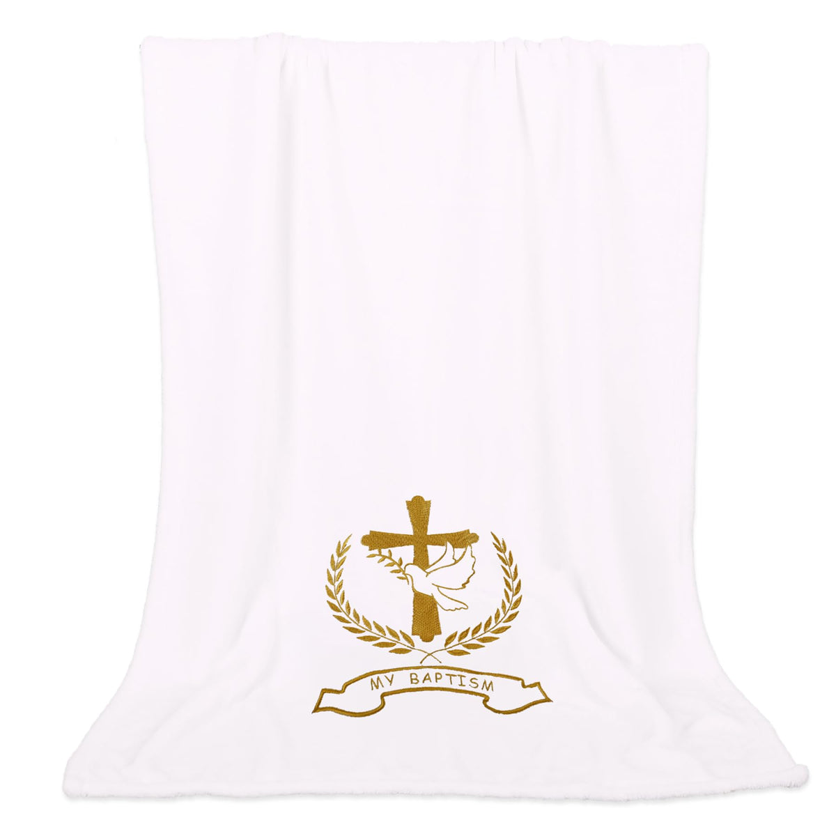 Ohmique Baptism Blanket with cross embroidery for a timeless christening keepsake