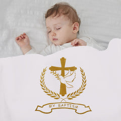 Ohmique Baptism Blanket featuring a dove embroidery for elegant baby-day moments