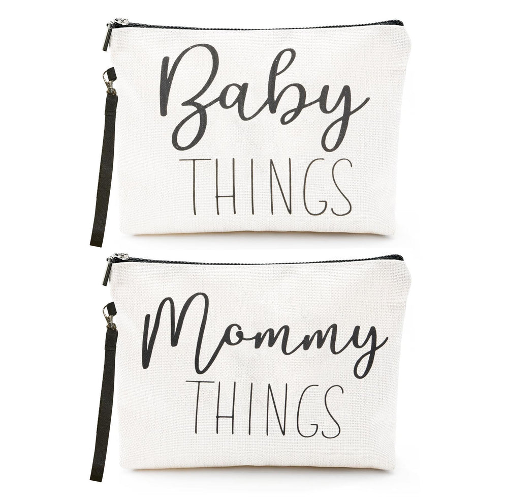 Ohmique Mommy & Baby Bag front view in canvas supports on-the-go organization