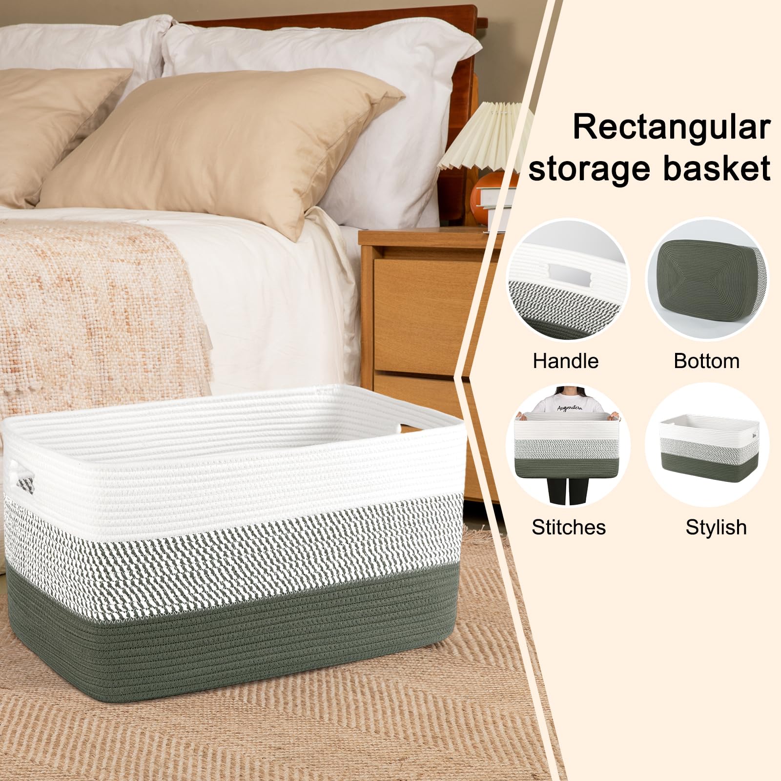 OIAHOMY cotton rope basket texture adds natural cozy decor.