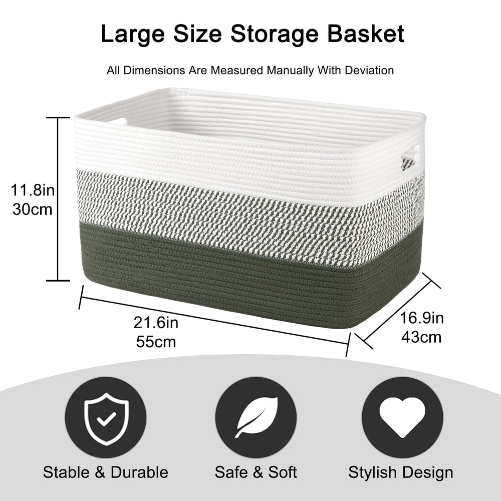 OIAHOMY rectangular storage basket with handles ready for easy transport.