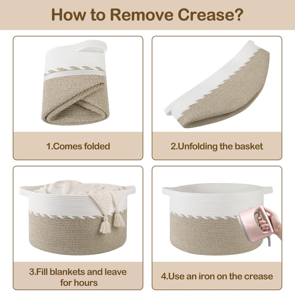 OIAHOMY light brown and white basket complements decor while organizing