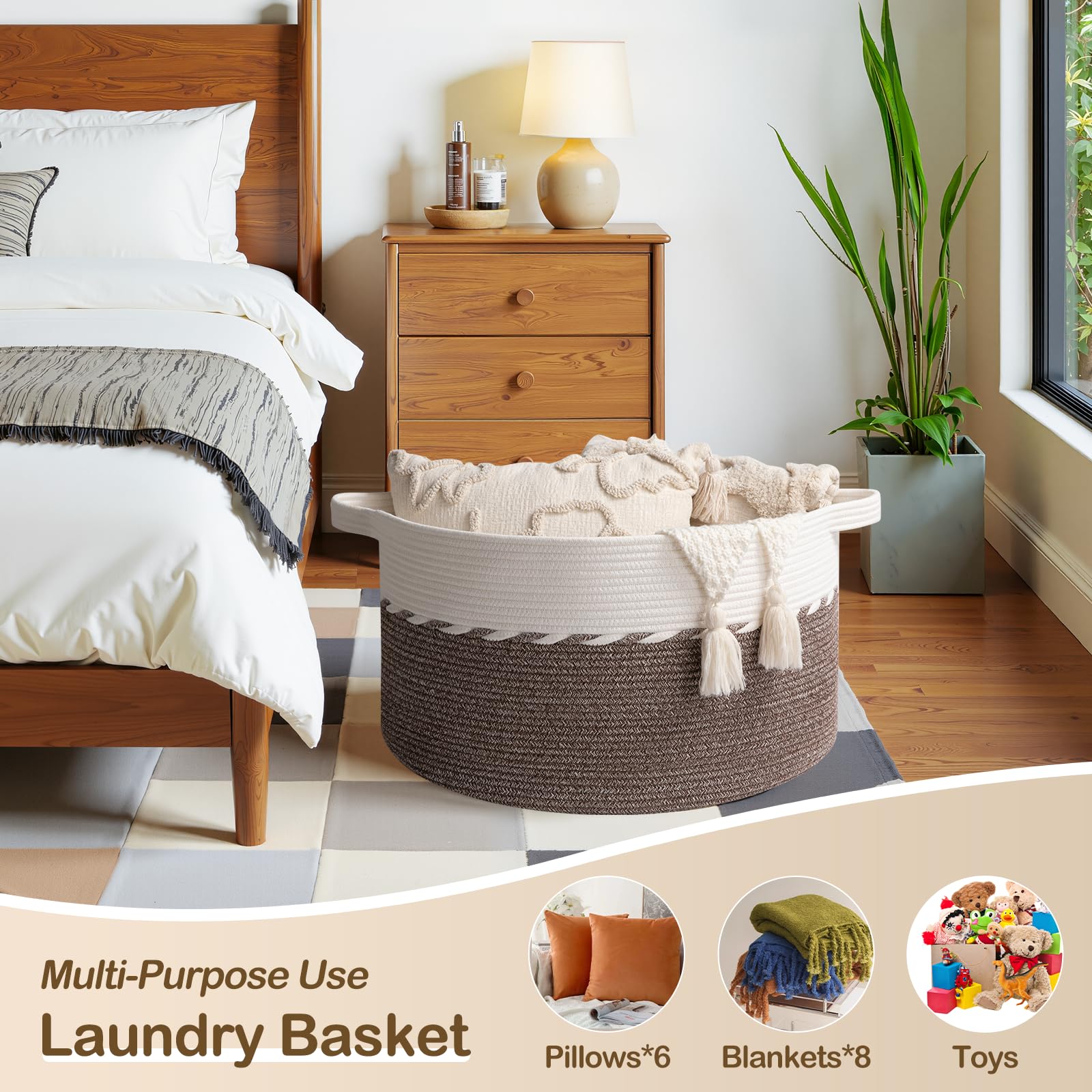 OIAHOMY 105L basket in living room decor and organization.