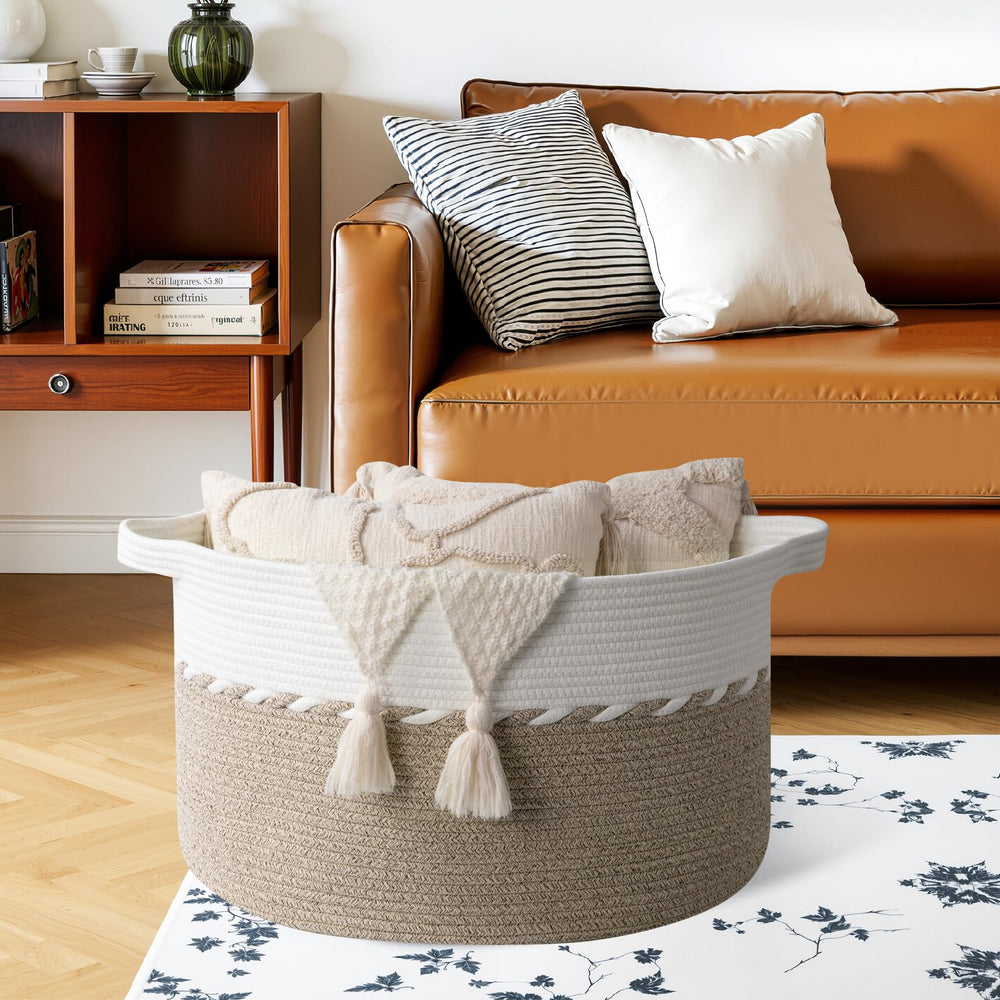 OIAHOMY 105L basket in living room keeping throws neatly organized