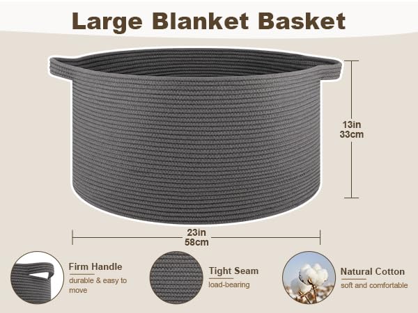 OIAHOMY 105L blanket basket open top highlights easy access to blankets and pillows.