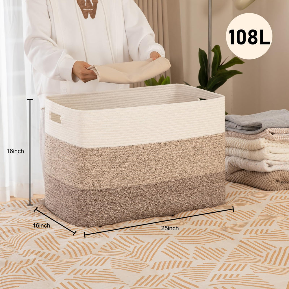 OIAHOMY 108L blanket basket folded flat for space-saving storage