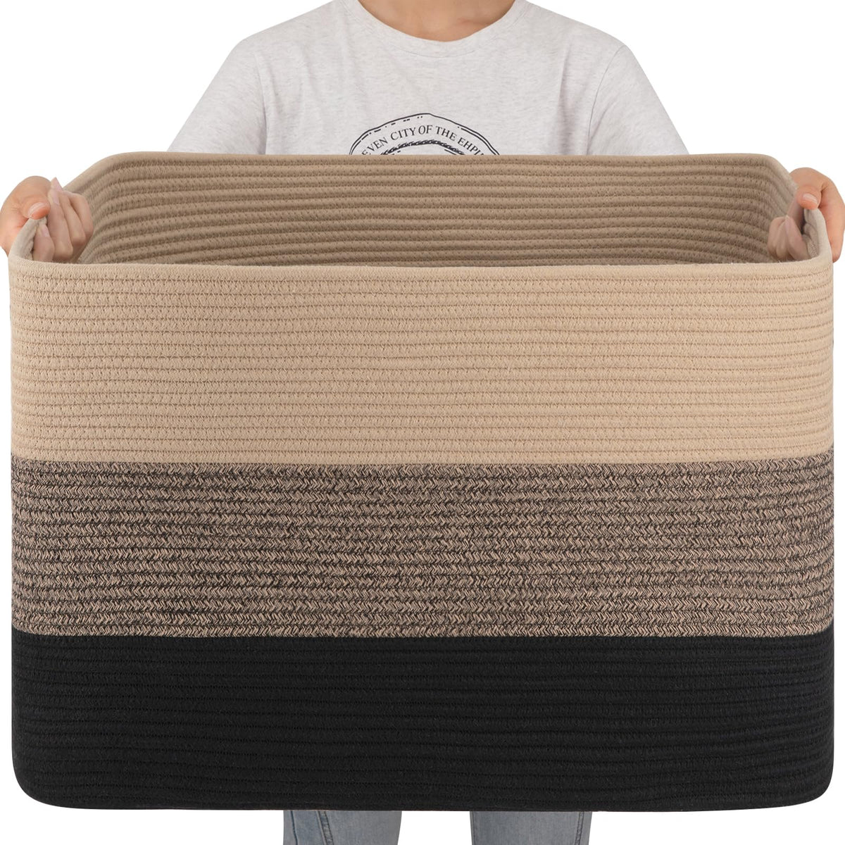 OIAHOMY 108L blanket basket front view for large blanket storage