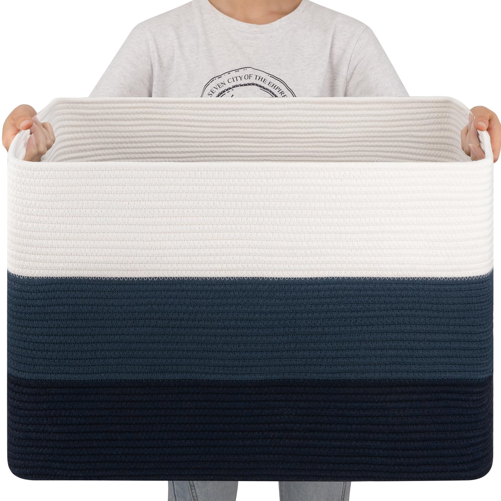OIAHOMY 108L blanket basket front view keeps blankets organized